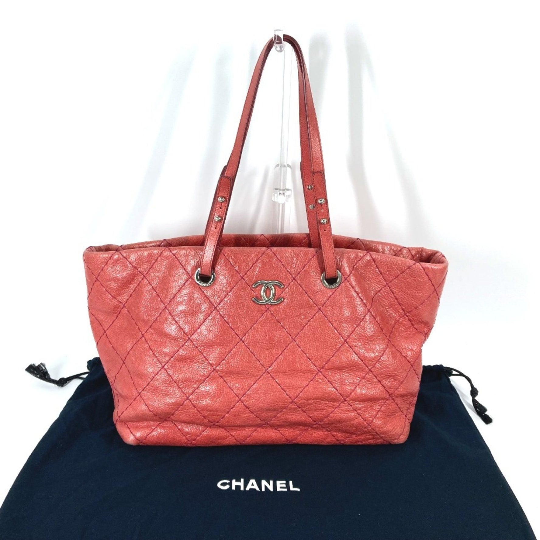 CHANEL Quilted CC Coco Mark On The Road Tote Bag Shoulder Caviar Skin