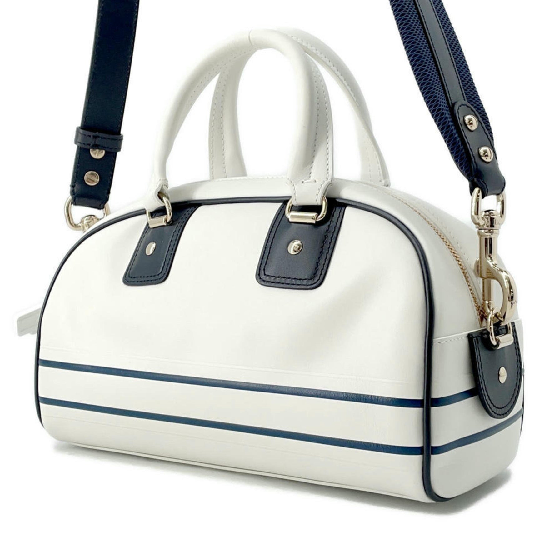 Christian Dior Dior Handbag Vibe Small Bowling Bag Leather Christian Shoulder White Sale Item