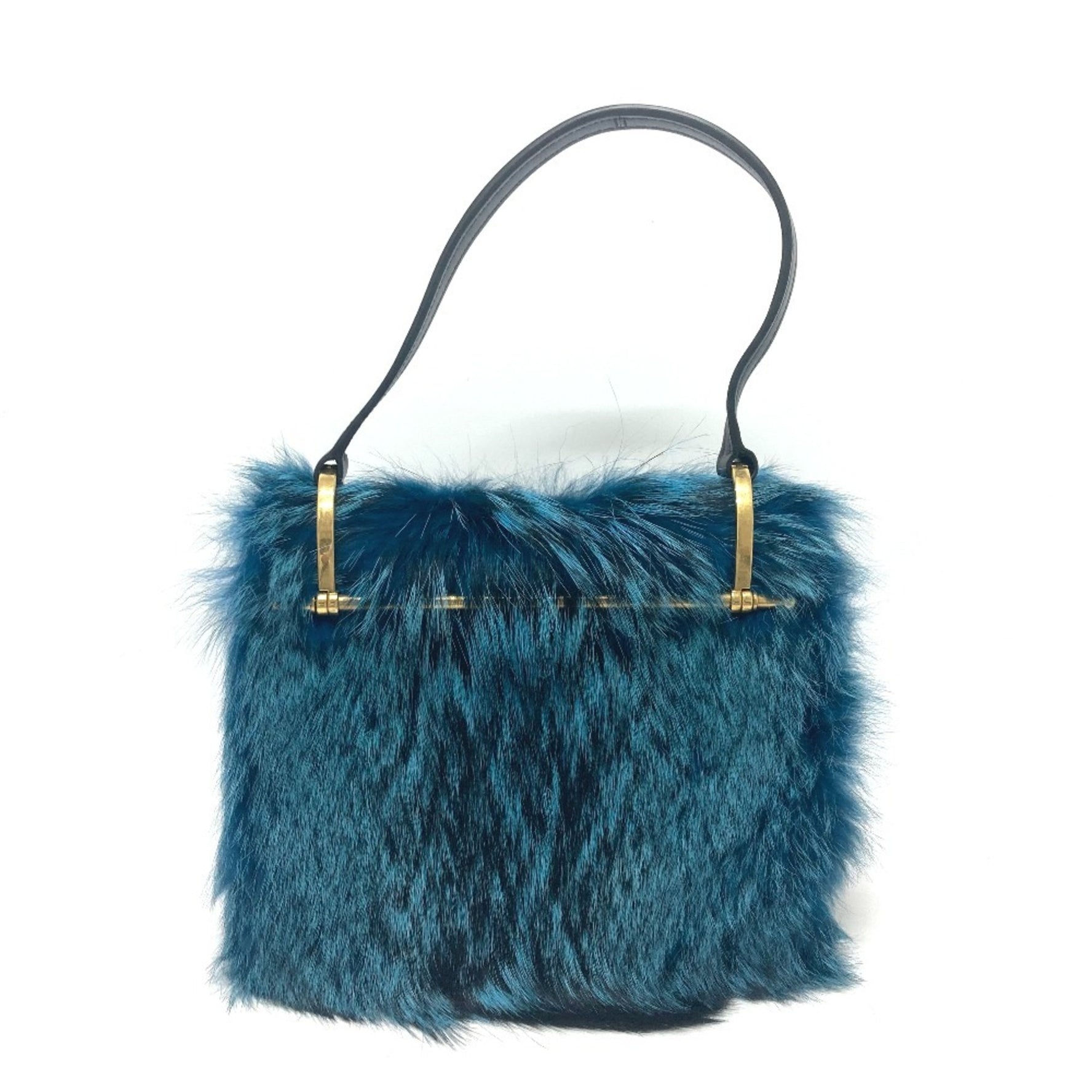 PRADA Fur Bag One Shoulder Handbag Leather