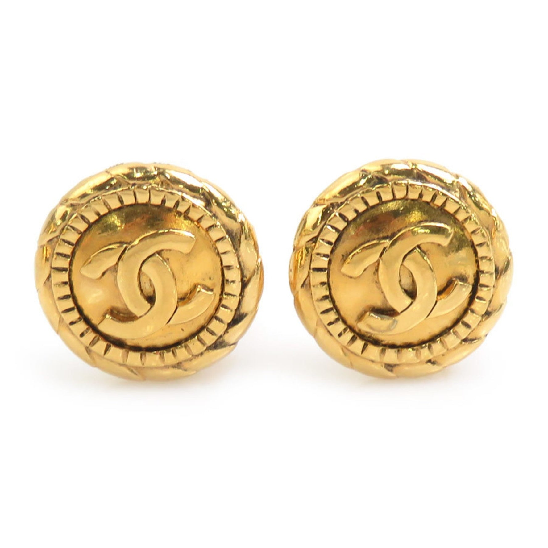 CHANEL Coco Mark Metal Earrings