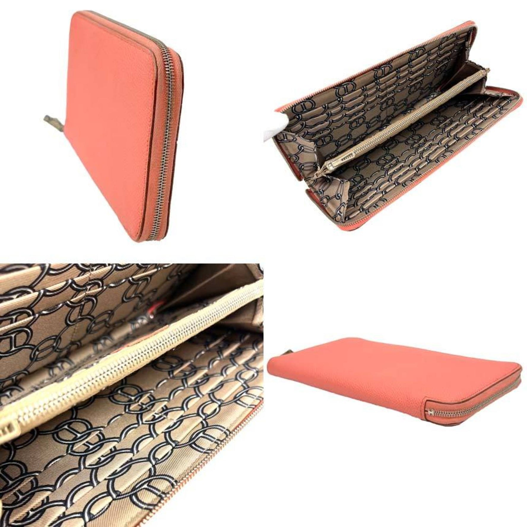 HERMES Azap Long Silk In Round Wallet Salmon Pink X Stamp (2016 Production)