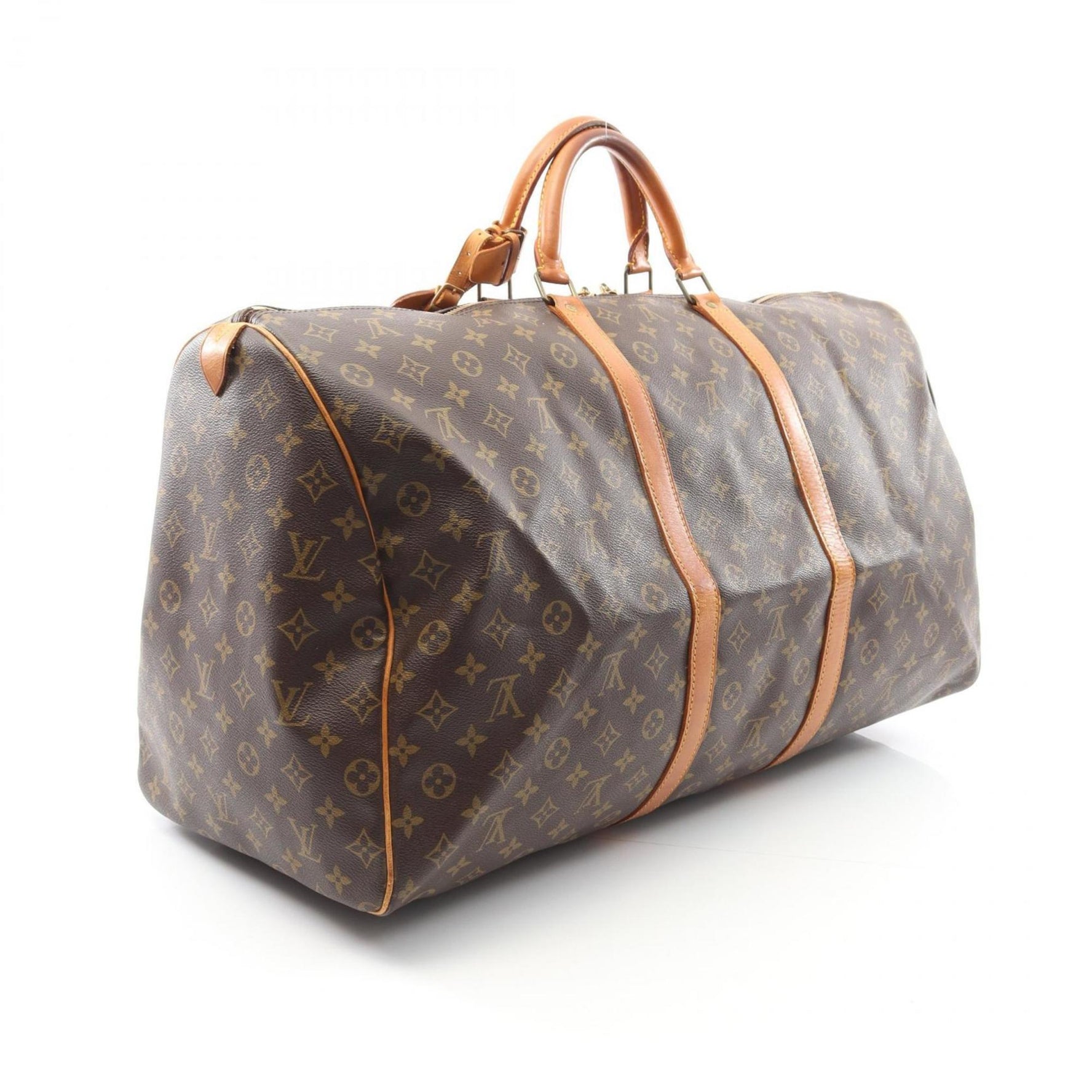 Louis Vuitton Keepall 60 Boston Bag, Coated Canvas and Leather, Monogram, Brown, Men's