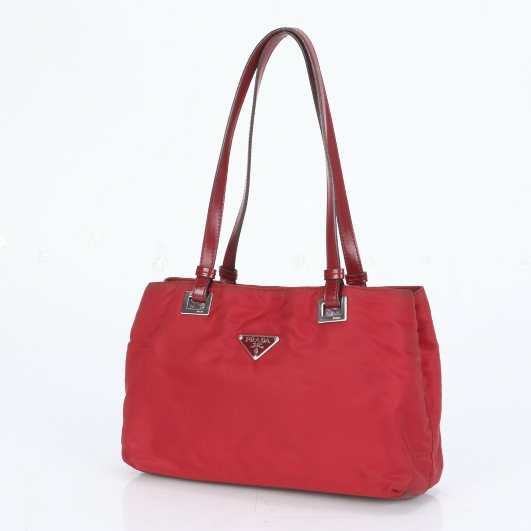 Prada Tessuto Nylon Triangle Leather Shoulder Bag Tote Handbag Women's