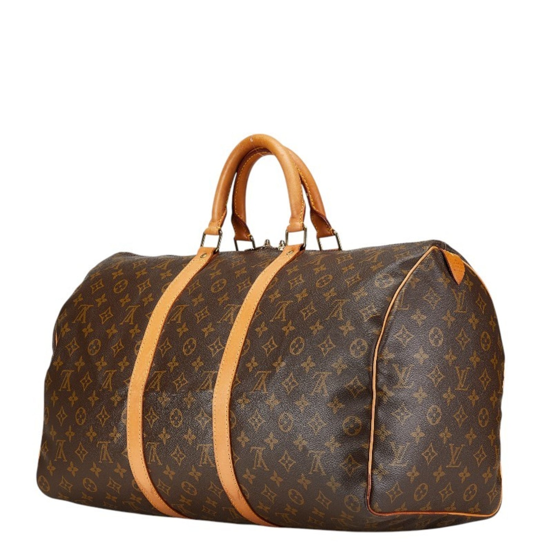 Louis Vuitton Monogram Keepall 50 Boston Bag Shoulder PVC Leather