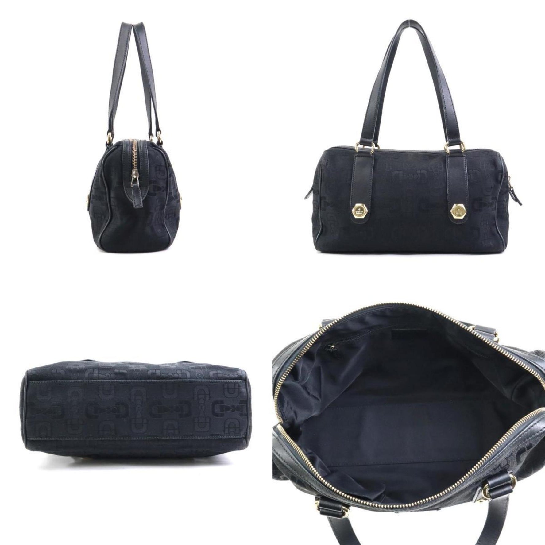 GUCCI handbag canvas leather gold ladies