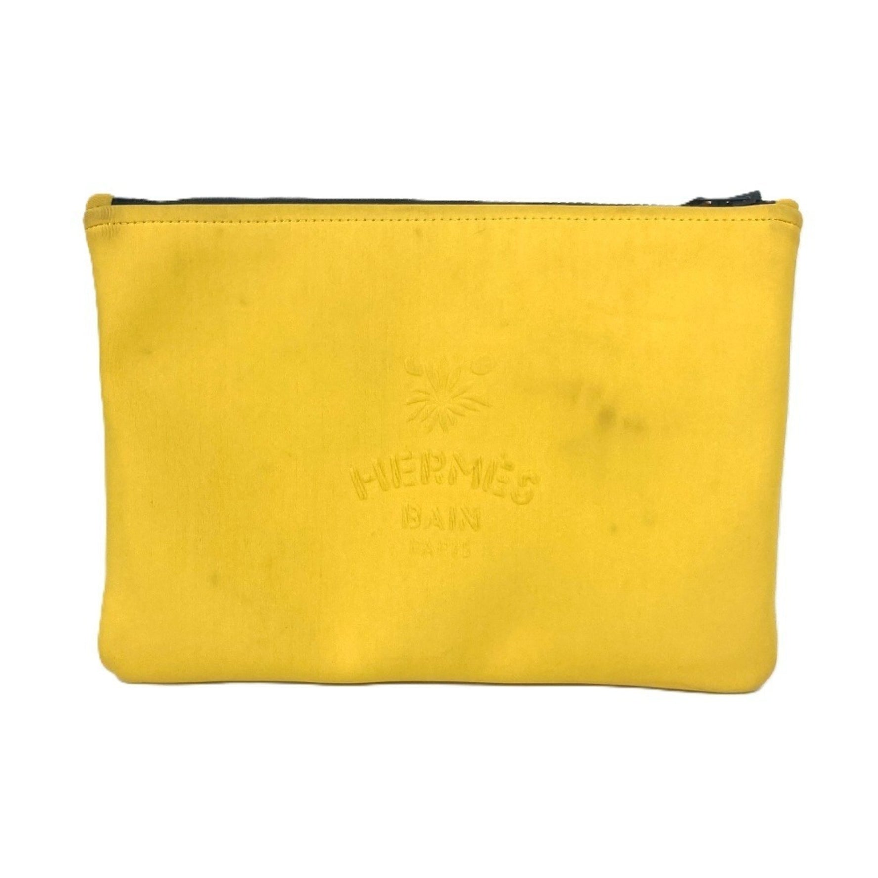HERMES Neoban MM Leopard Print Clutch Bag/Multi-Pouch/Makeup Pouch/Polyamide/Yellow