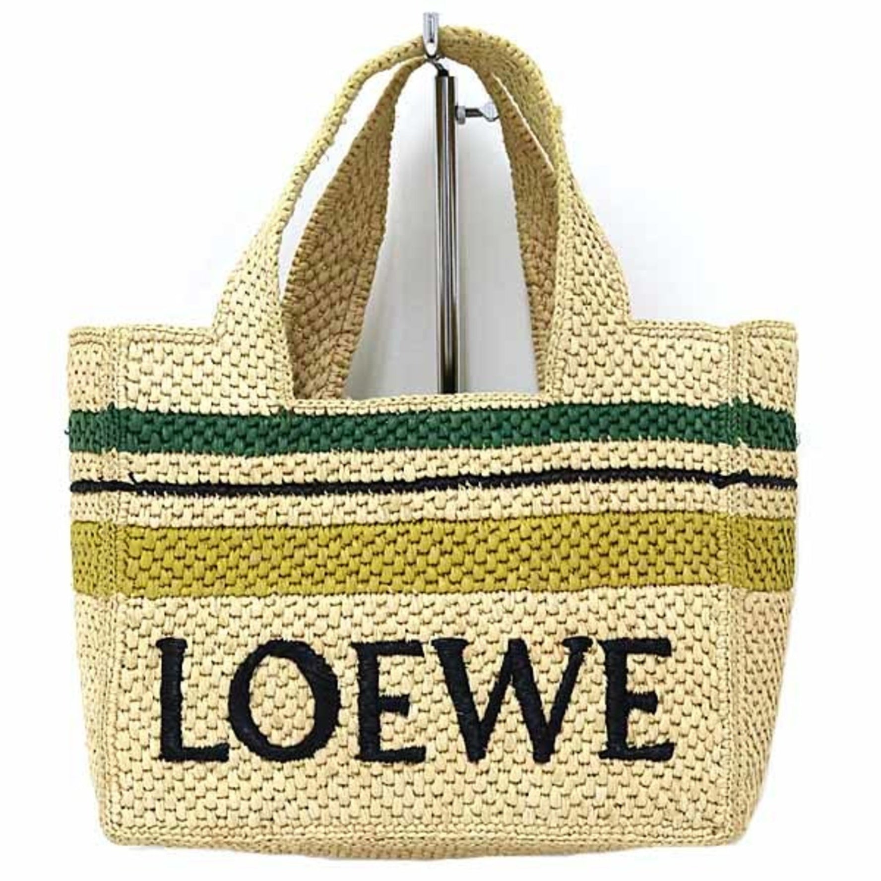 LOEWE Font Tote Small Raffia Stripe Shoulder Bag