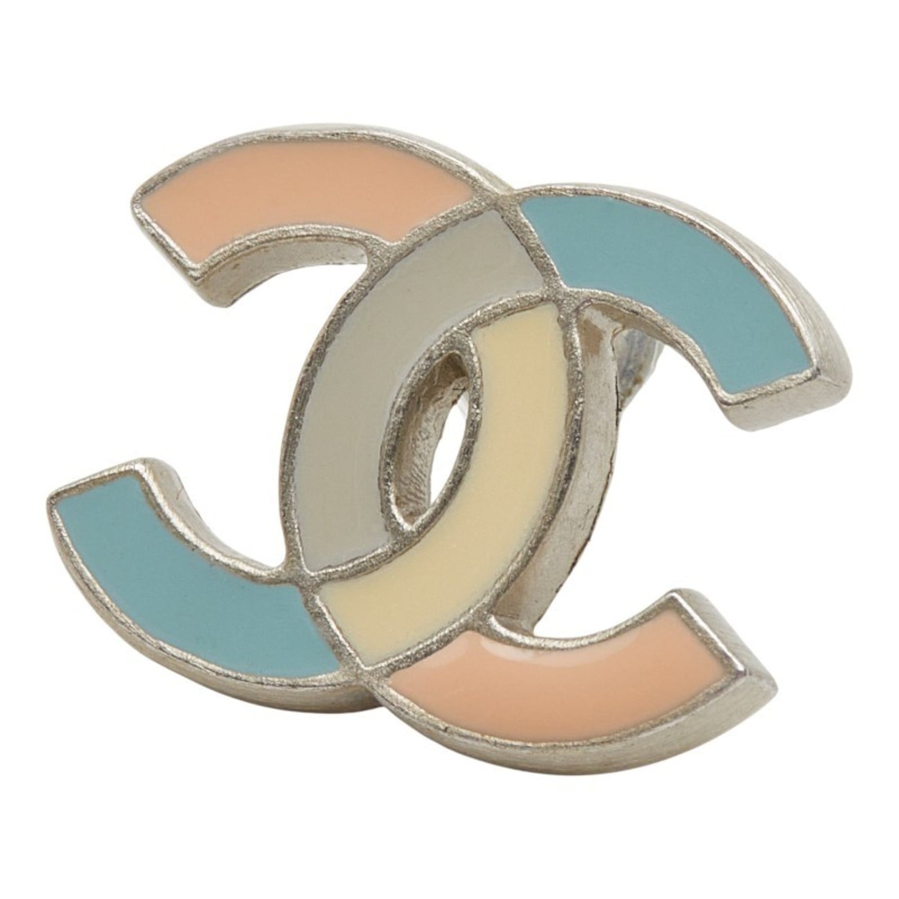 Chanel Coco Mark Stud Earrings, Single, Silver and Multicolor Metal