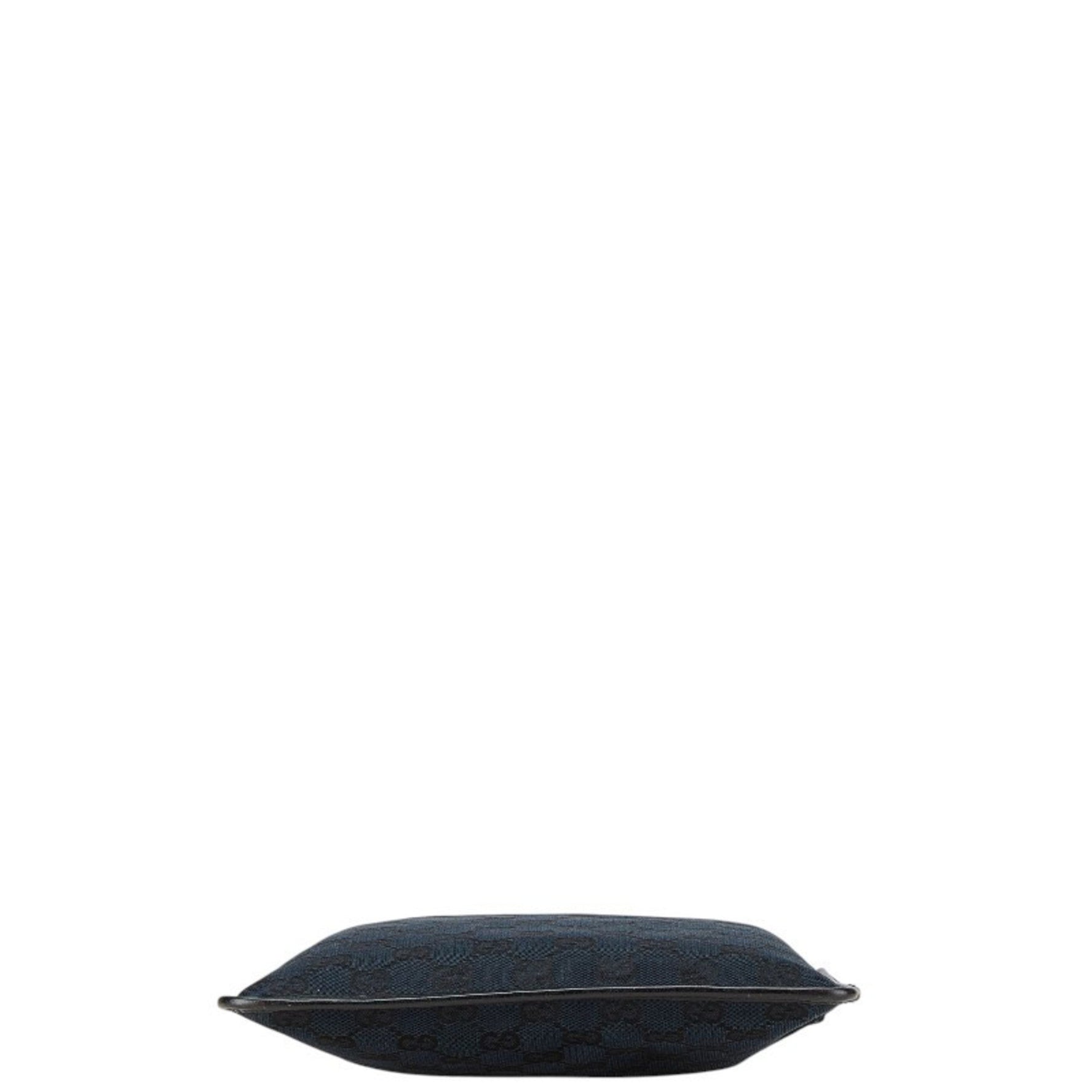 Gucci GG Canvas Shoulder Bag 019 0343 Navy Black Leather