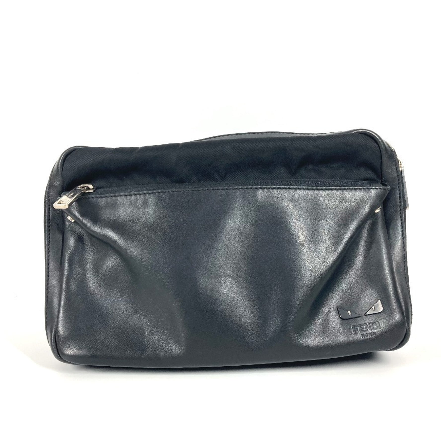 FENDI Monster Eye Logo FANTASTIC Crossbody Bag Handbag Pochette Shoulder Nylon Leather Men's