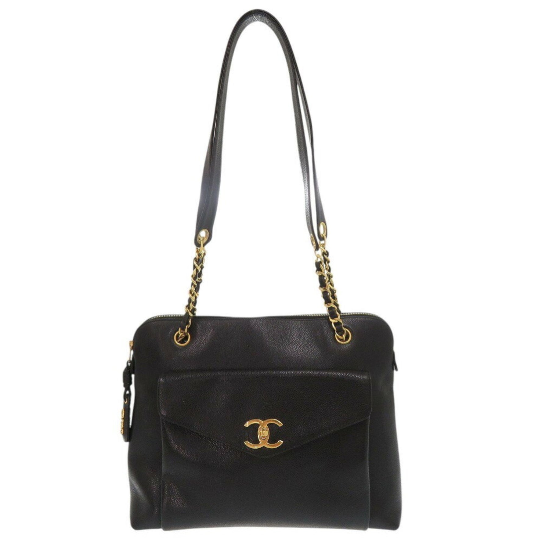 Chanel Coco Mark Caviar Skin No. 3 Tote Bag with Chain Shoulder Bag
