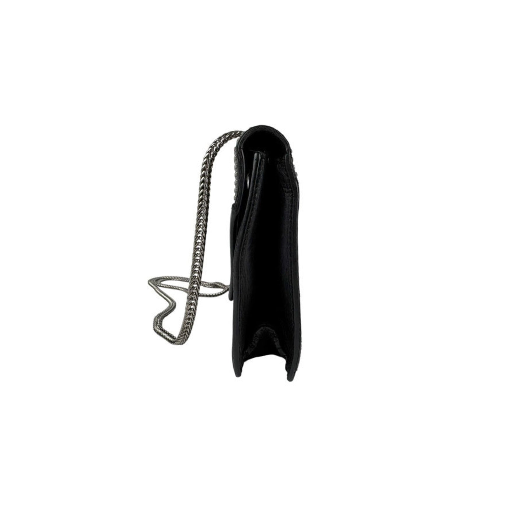 Saint Laurent shoulder bag in leather, metal, black and silver