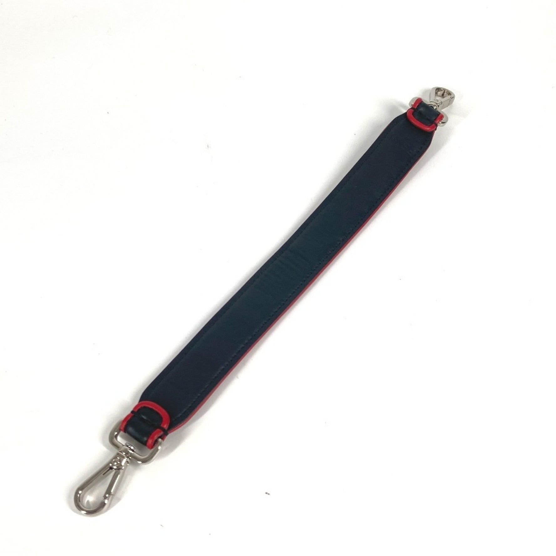 FENDI Strap You Logo Stripe Short Shoulder Leather Men Women Black