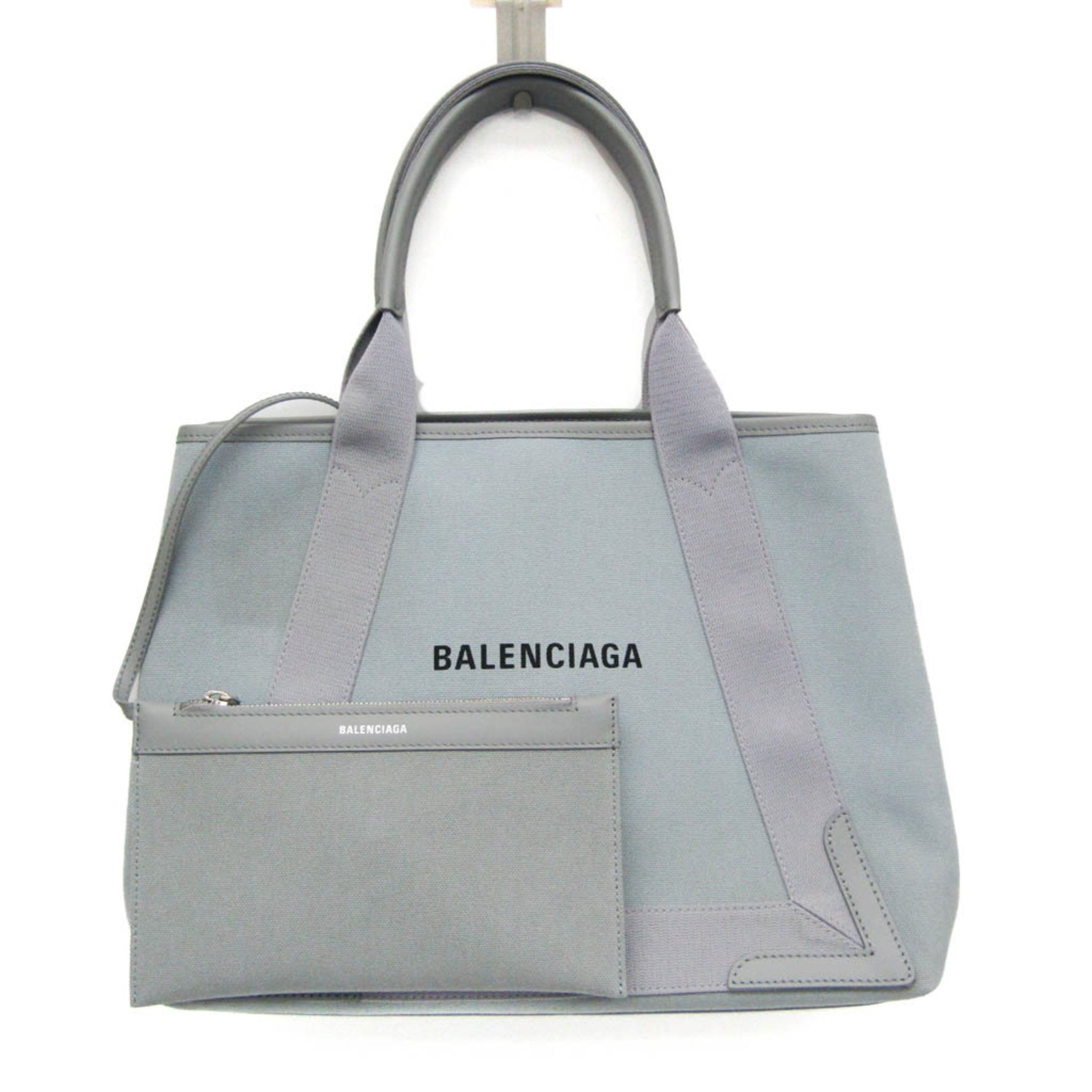 Balenciaga NAVY CABAS M Leather,Canvas Tote Bag Light Blue Gray