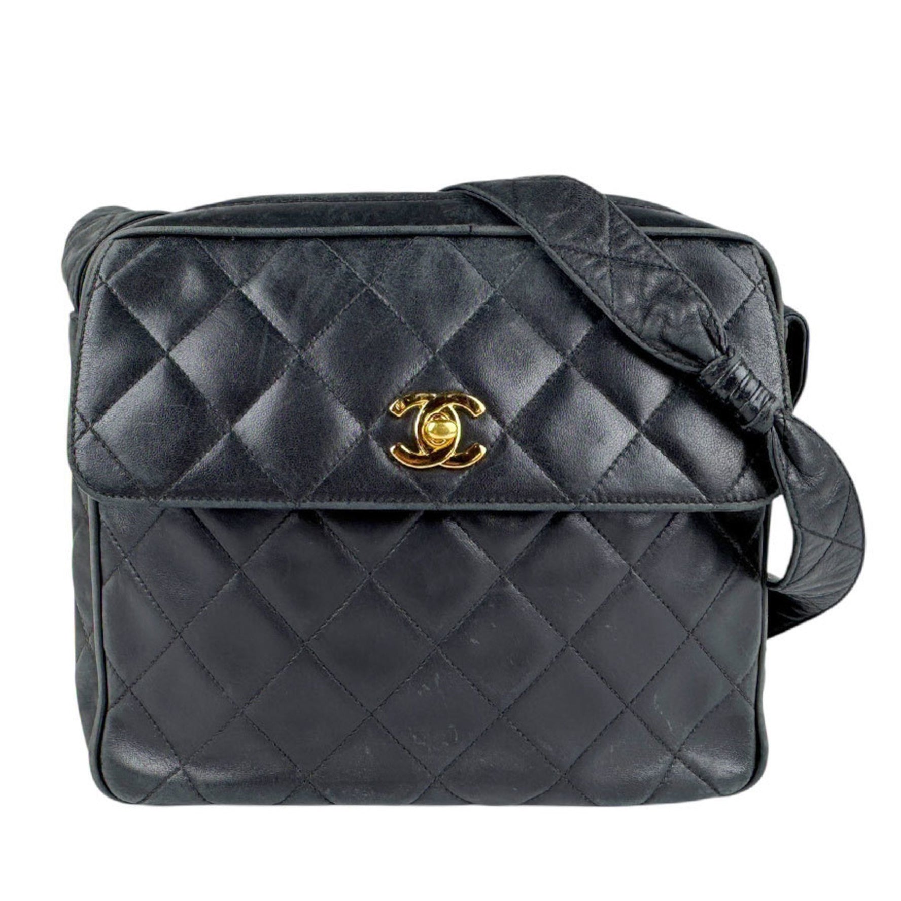 CHANEL Shoulder Bag Lambskin Gold