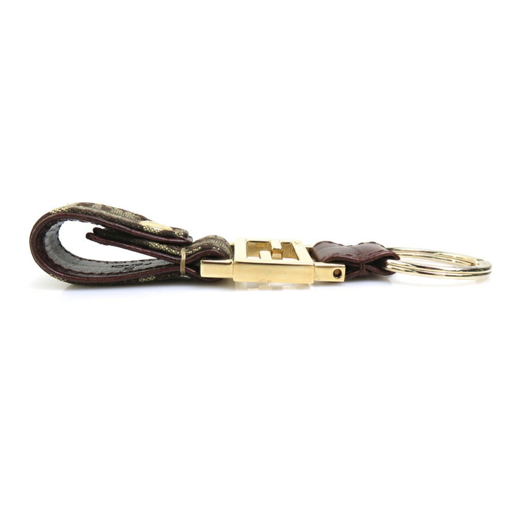 Fendi Zucchino Key Ring in Nylon Canvas and Leather Women