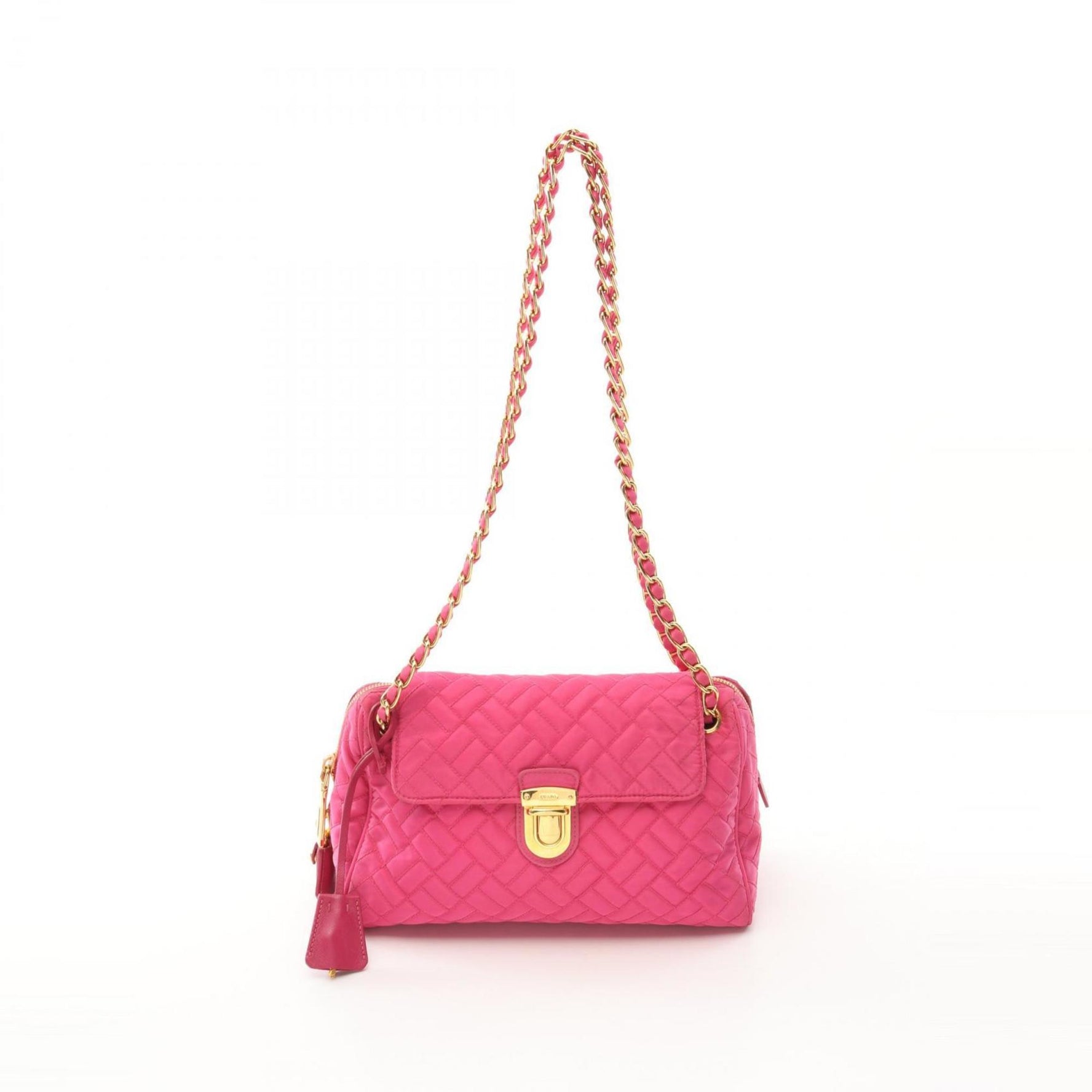PRADA TESSUTO IMPUNTU Shoulder Bag Nylon Saffiano Leather