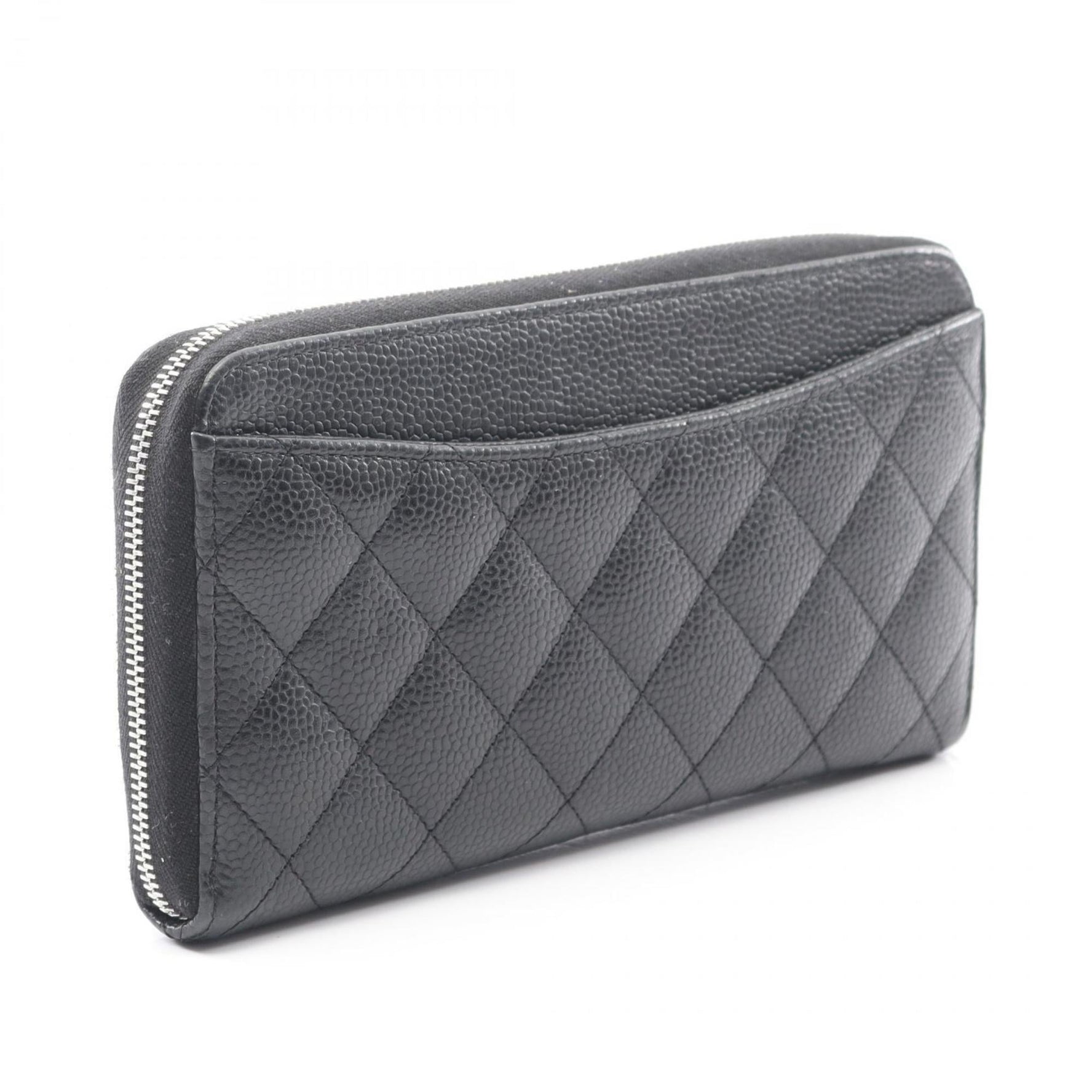 CHANEL Classic Long Zip Wallet, Matelasse Round Caviar Leather (Grained Calfskin)