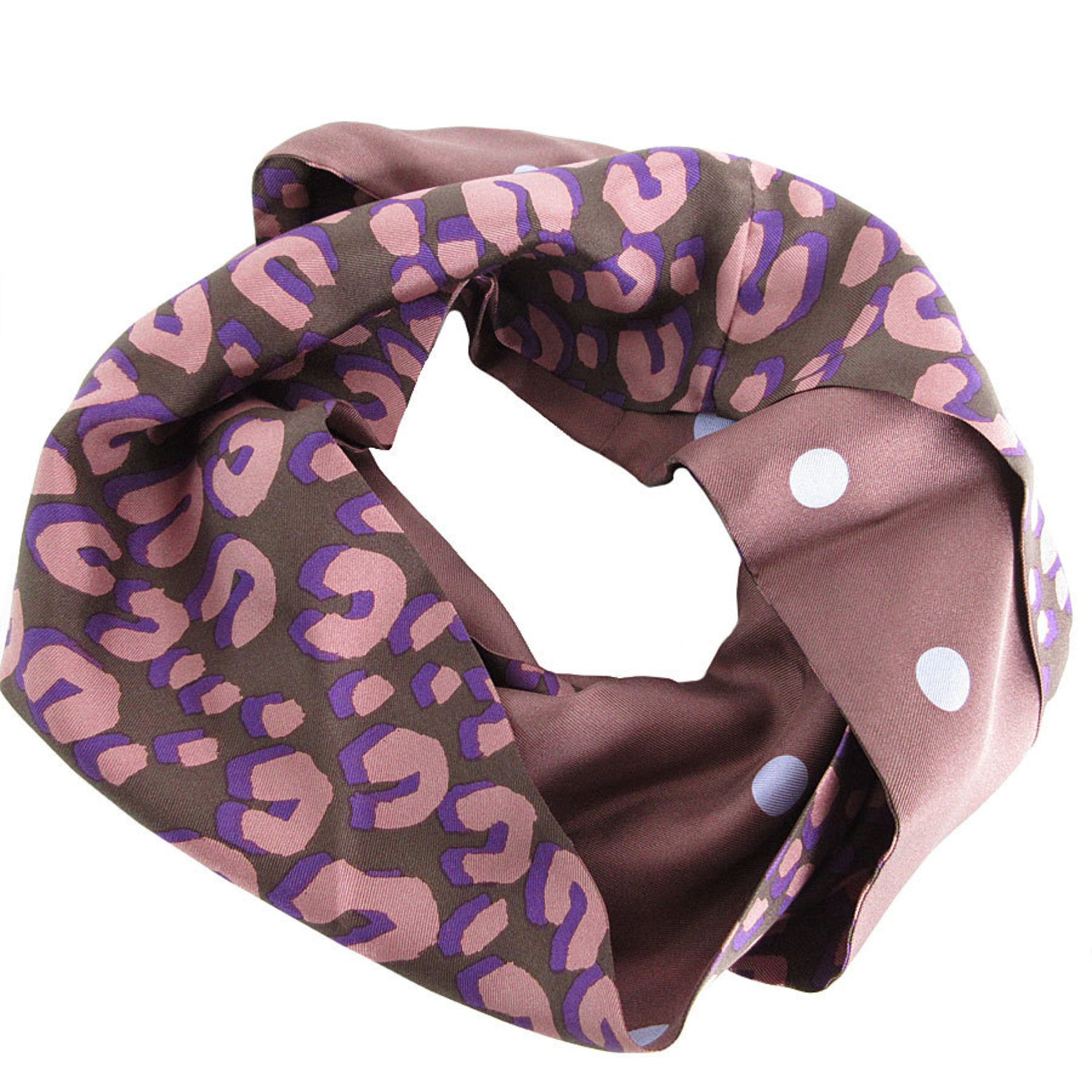 Louis Vuitton Scarf/Muffler Snood Leopard Silk Brown Purple