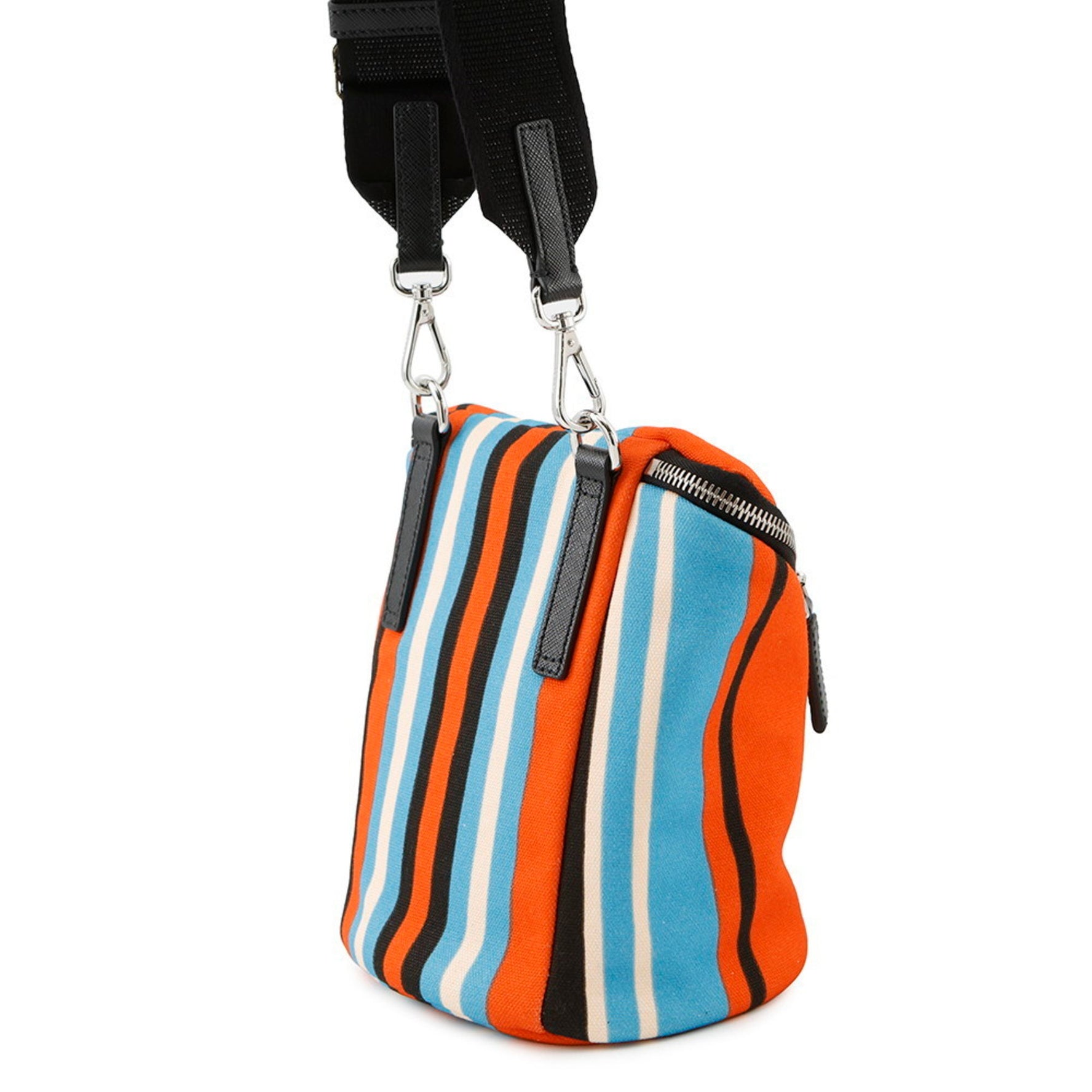 Prada Triangle Stripe Canvas Shoulder Bag