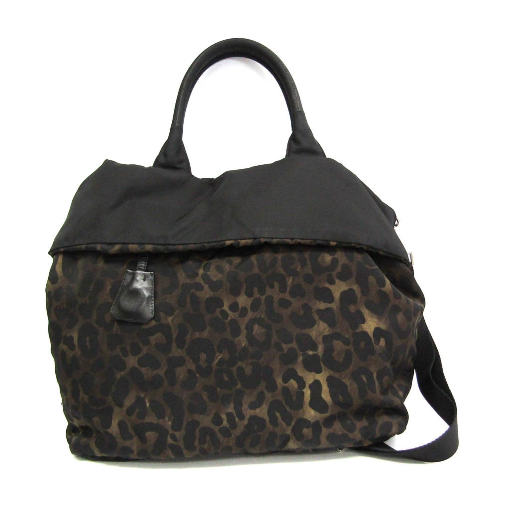 Prada Reversible Nylon,Leather Handbag,Shoulder Bag Black,Khaki,Multi-color