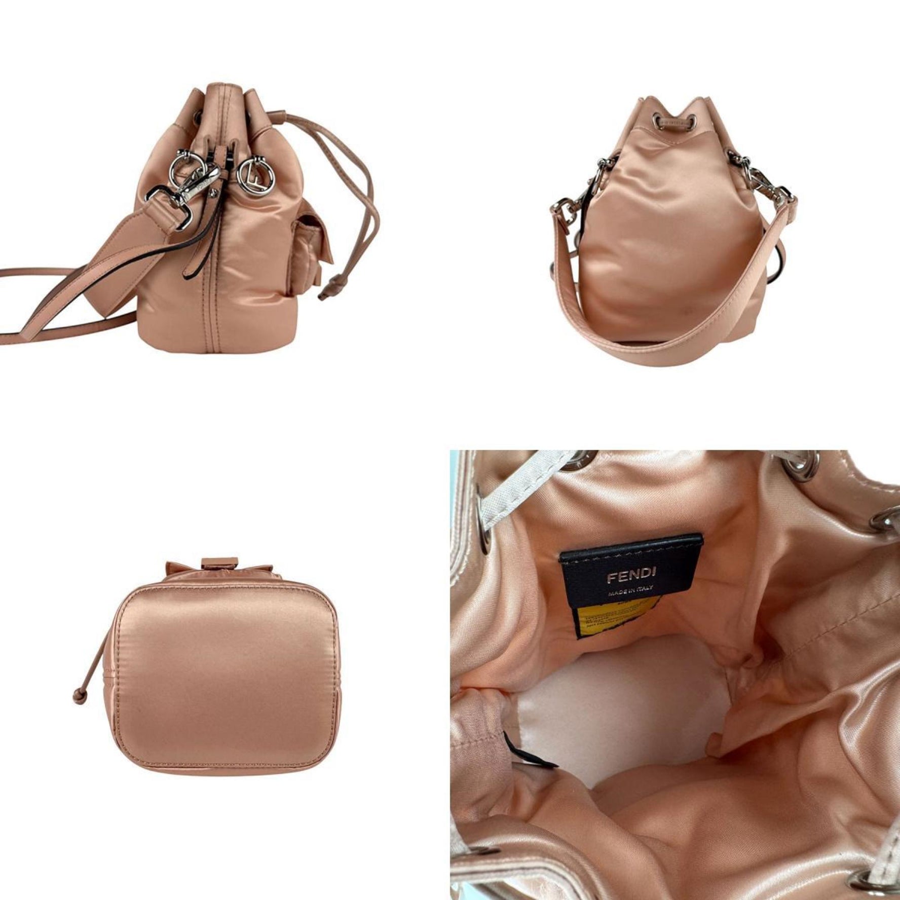 Fendi Montresor Mini Shoulder Bag in Light Pink Satin