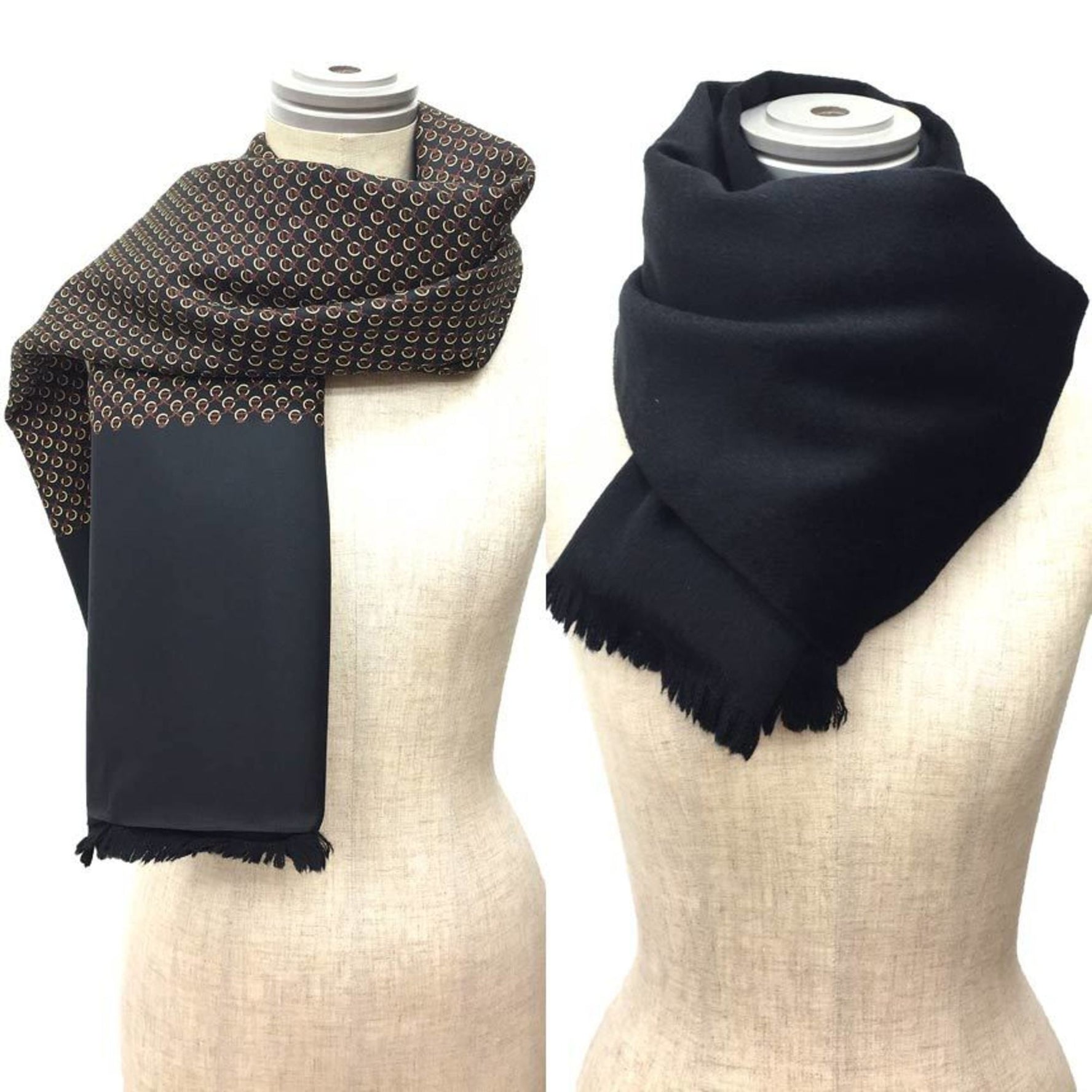 HERMES scarf stole reversible silk angora