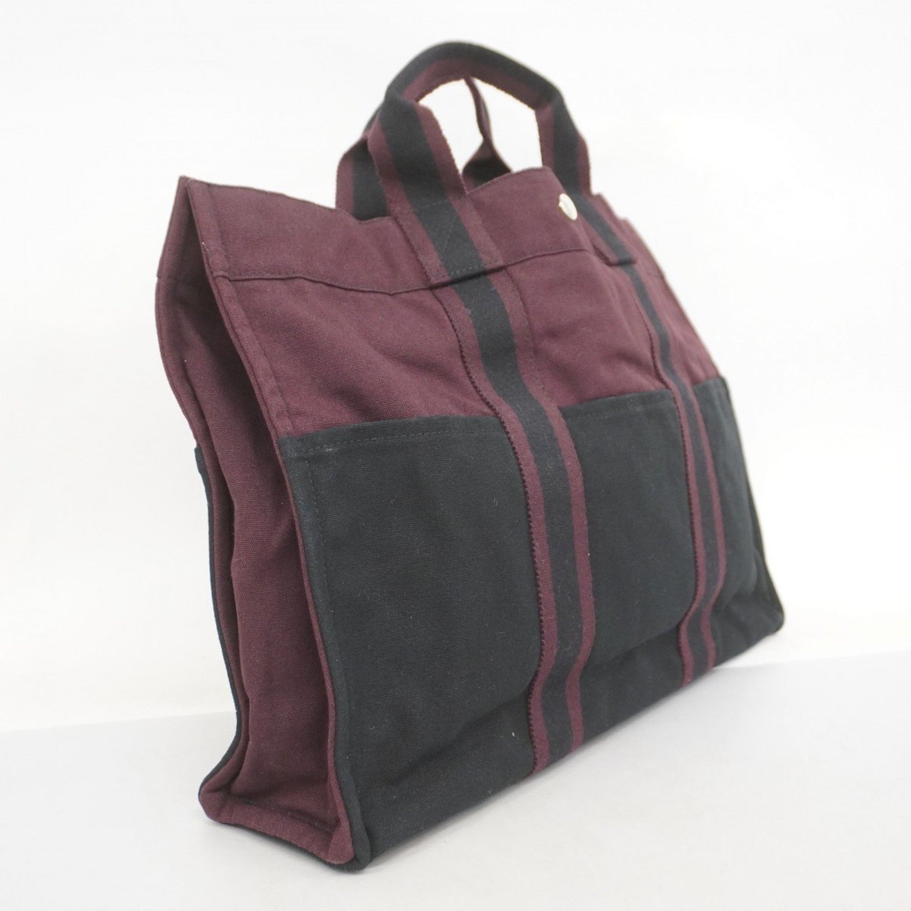 Hermes Hermès Tote Bag, Four Tou MM Canvas, Black and Bordeaux, Men's