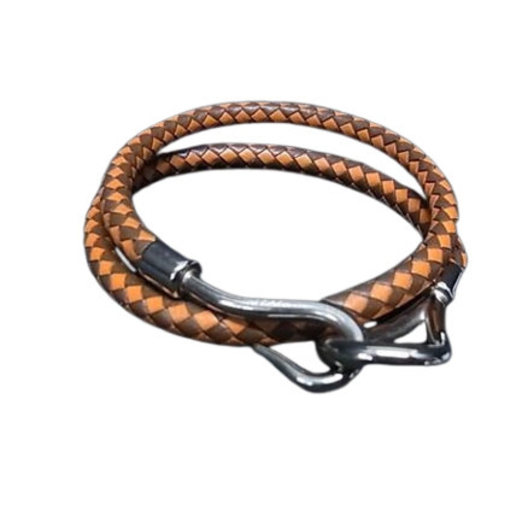 HERMES Jumbo Choker - Brown and Orange Leather Double Bracelet Women
