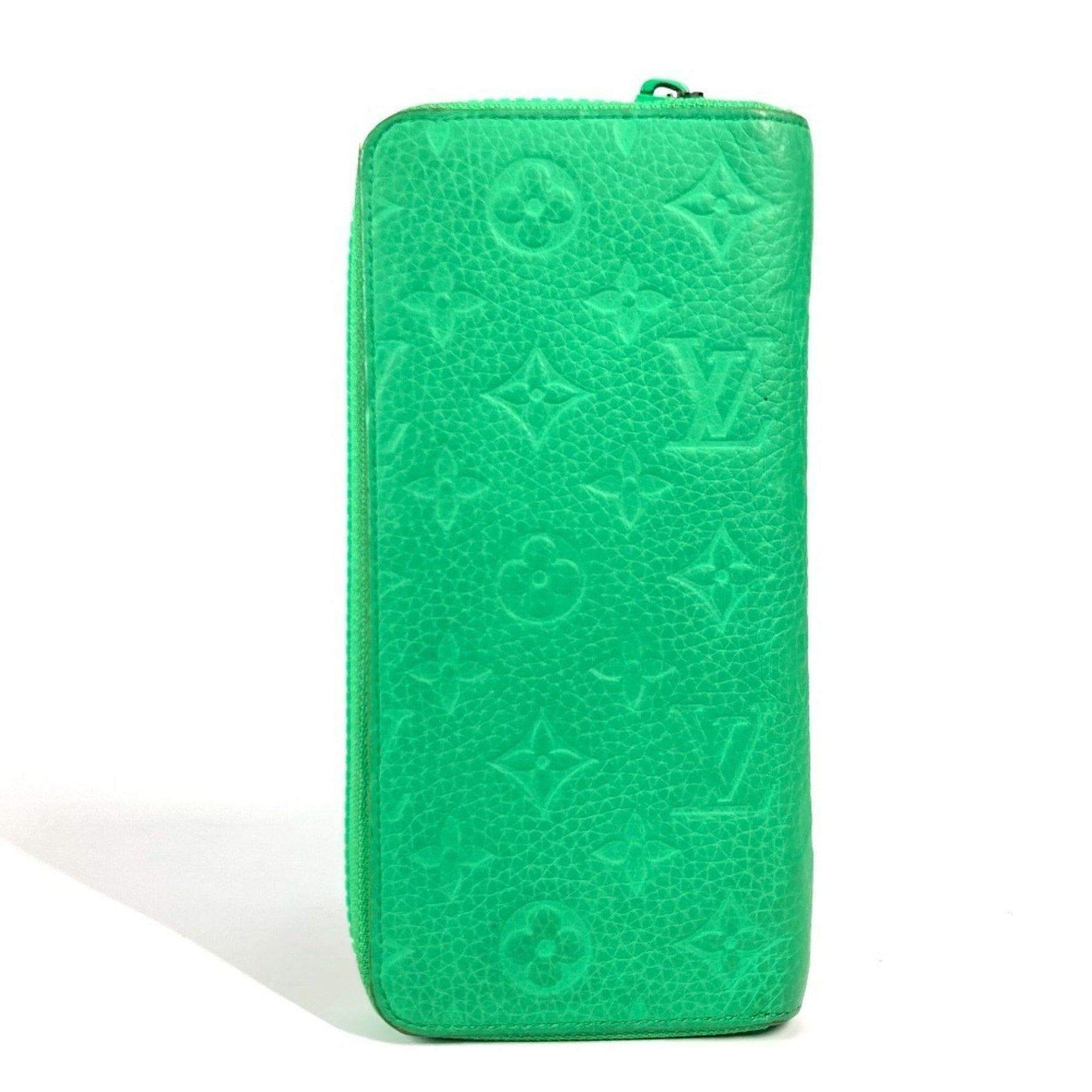 Louis Vuitton Monogram Taurillon Zippy Wallet Vertical Long Round Zipper Leather Men's Vert Mantle