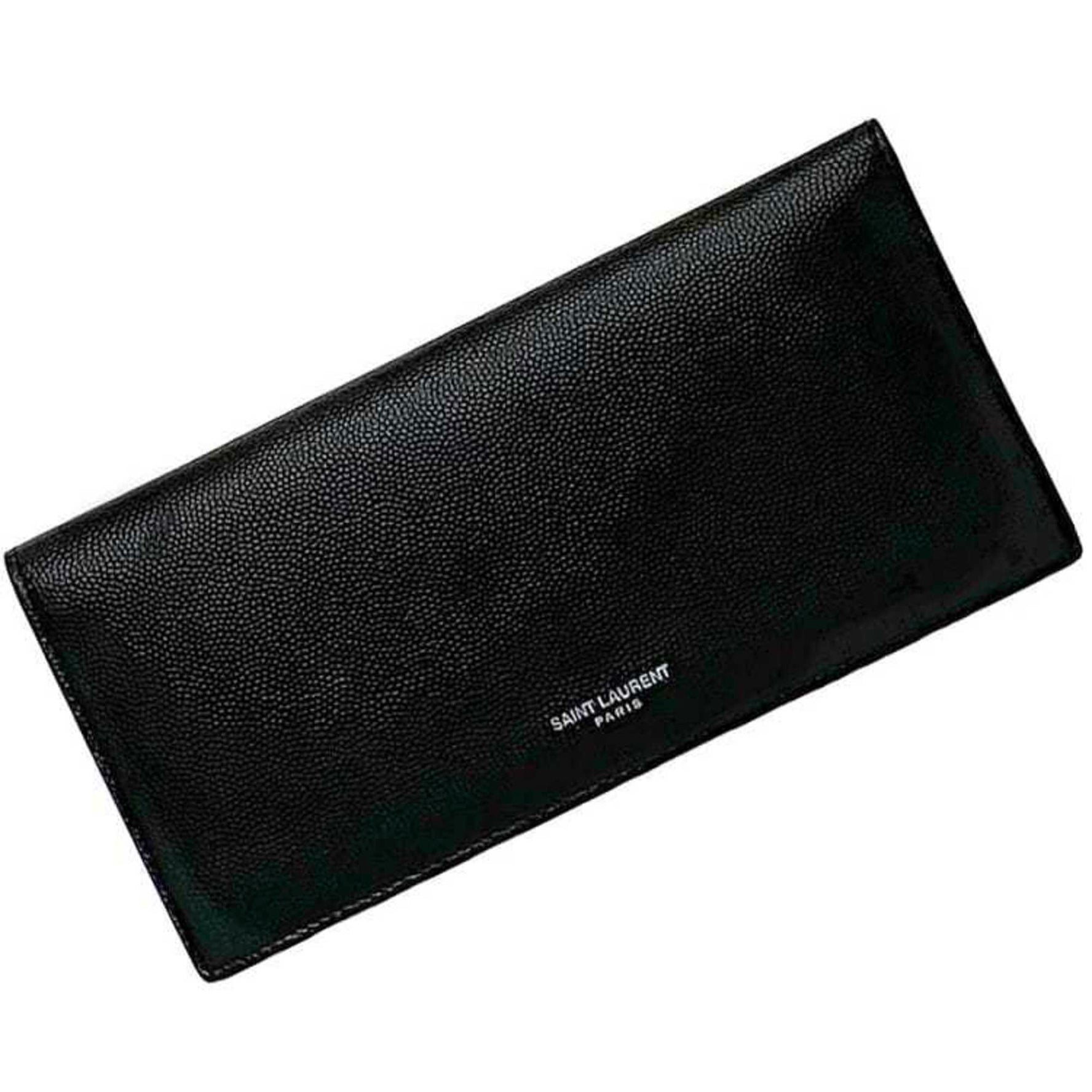 Saint Laurent Bi-fold Long Wallet 0920 Leather PARIS Grain YSL Men's