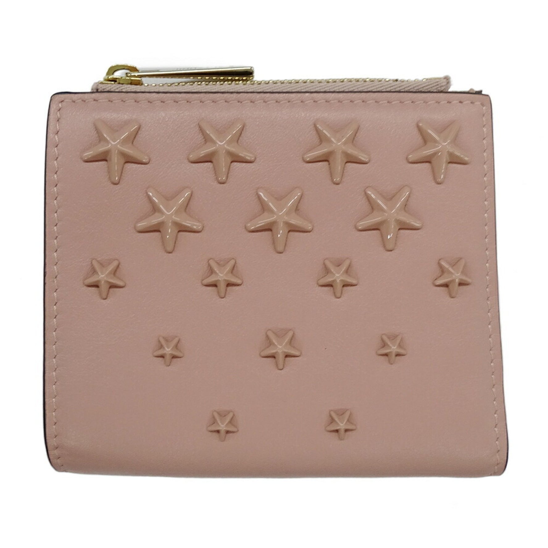 Jimmy Choo Bifold Wallet in Calfskin Leather with Star Studs, Compact Design