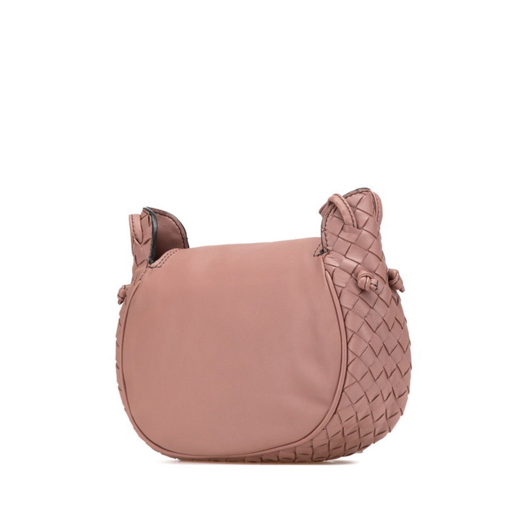Bottega Veneta Intrecciato Shoulder Bag Beige Pink Leather BOTTEGAVENETA