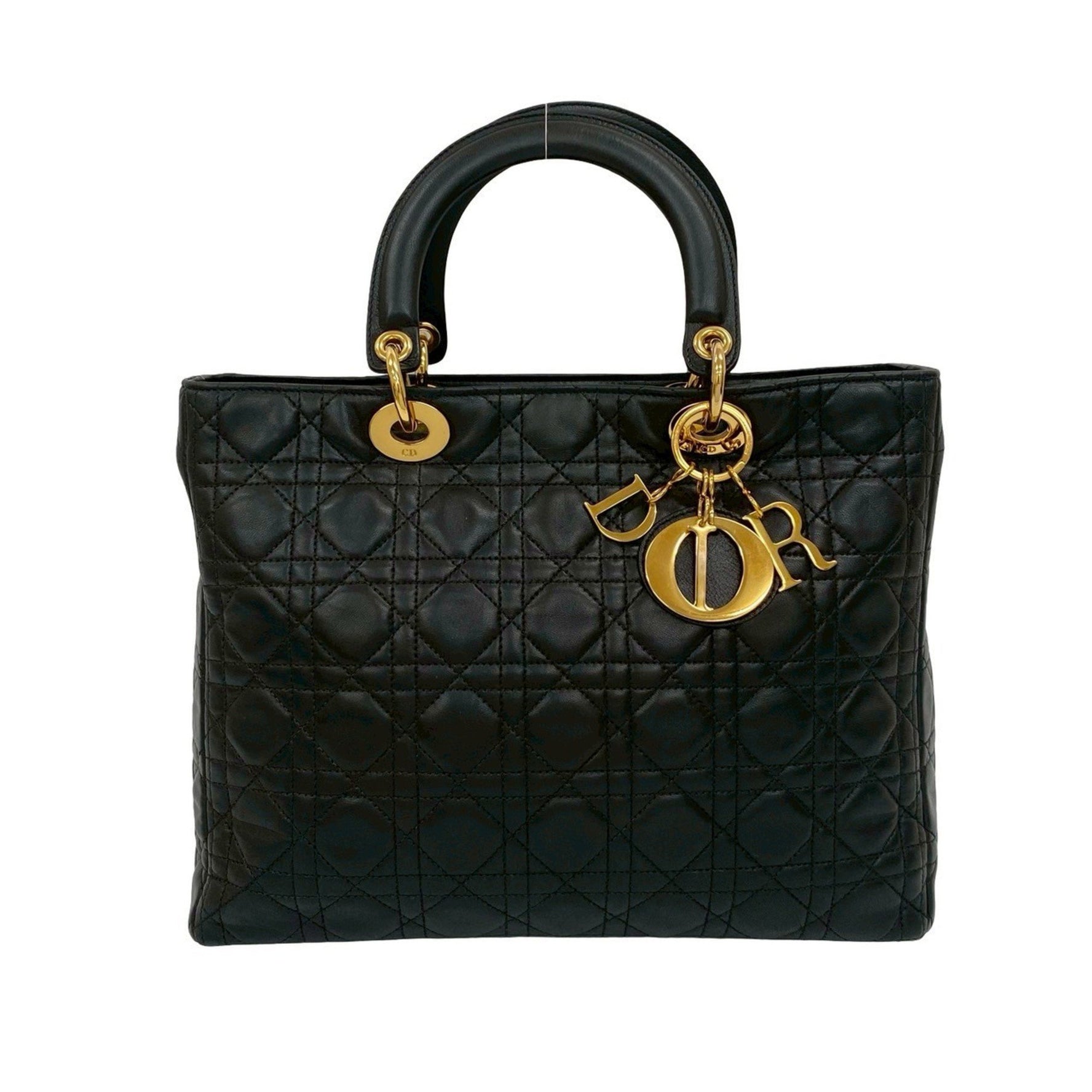 Christian Dior Lady Cannage Stitch Leather Handbag/Mini Tote Bag