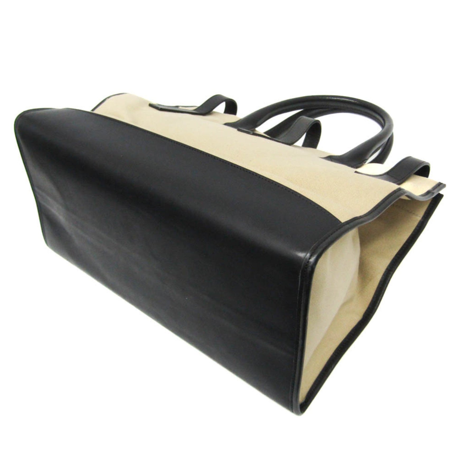 Celine Leather,Canvas Handbag Beige,Black