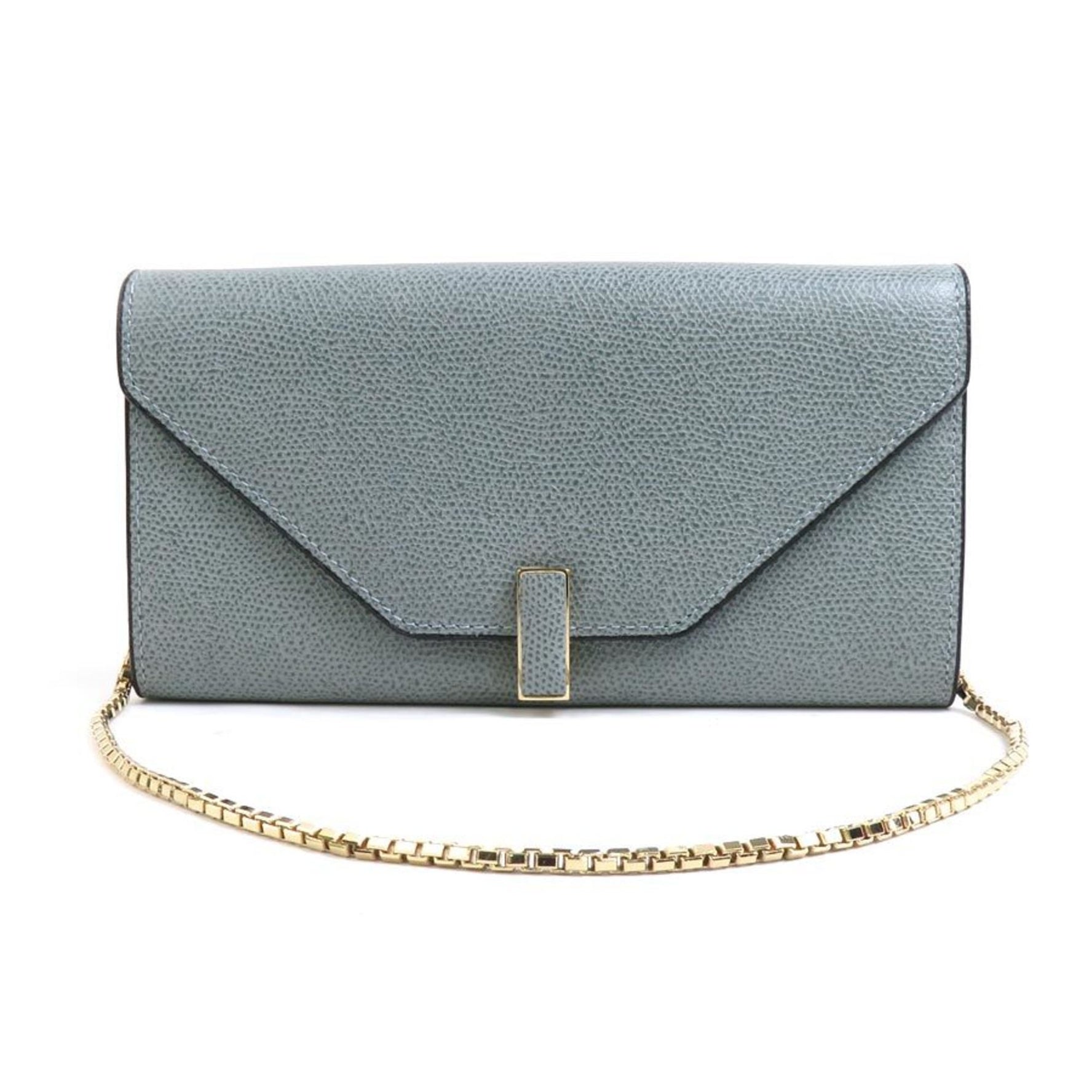 Valextra Chain Wallet Iside Leather Blue Grey