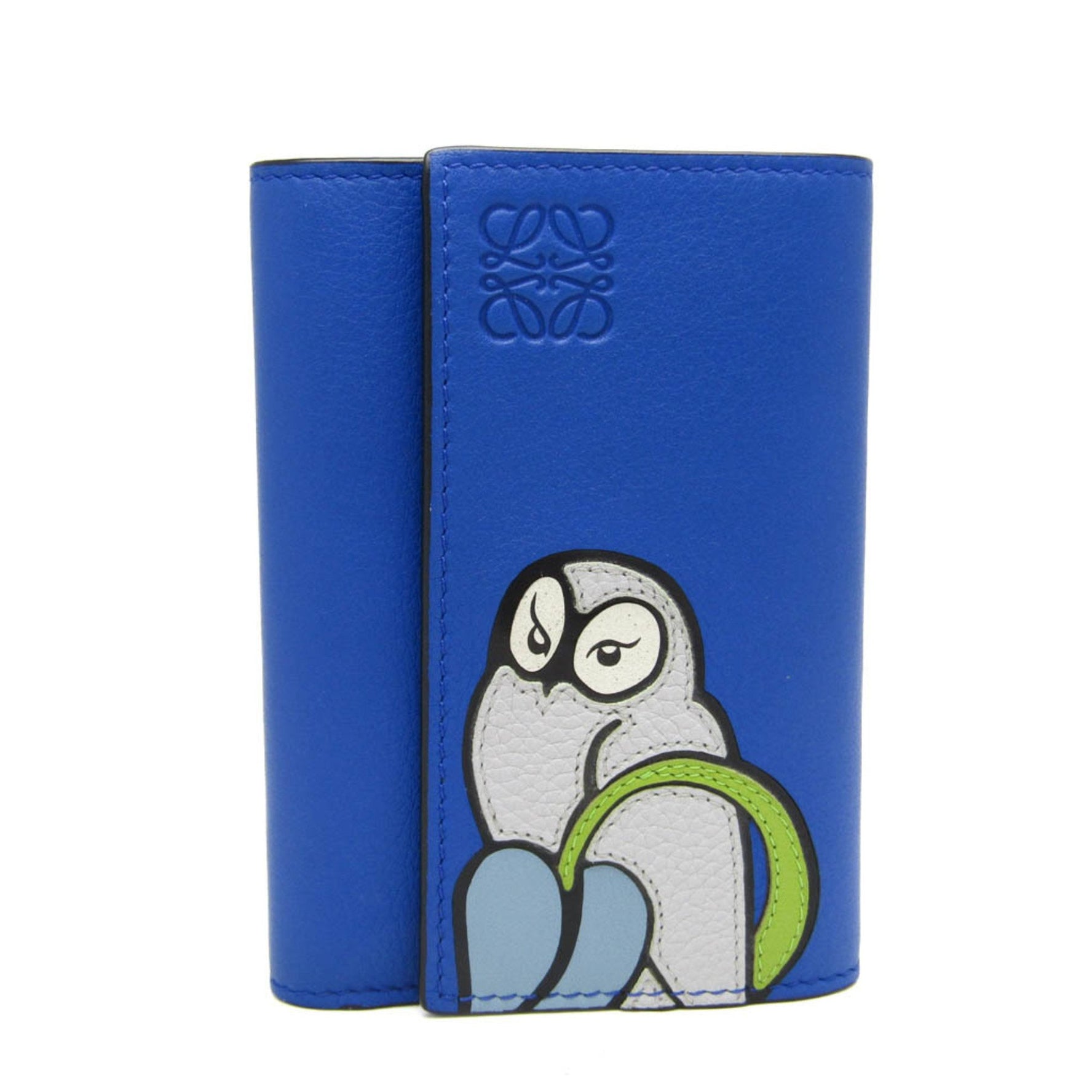 Loewe Men,Women Leather Wallet (tri-fold) Blue,Multi-color