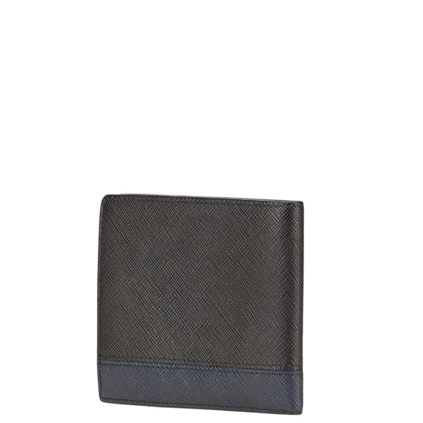 Prada Bifold Wallet in Black and Navy Saffiano Leather