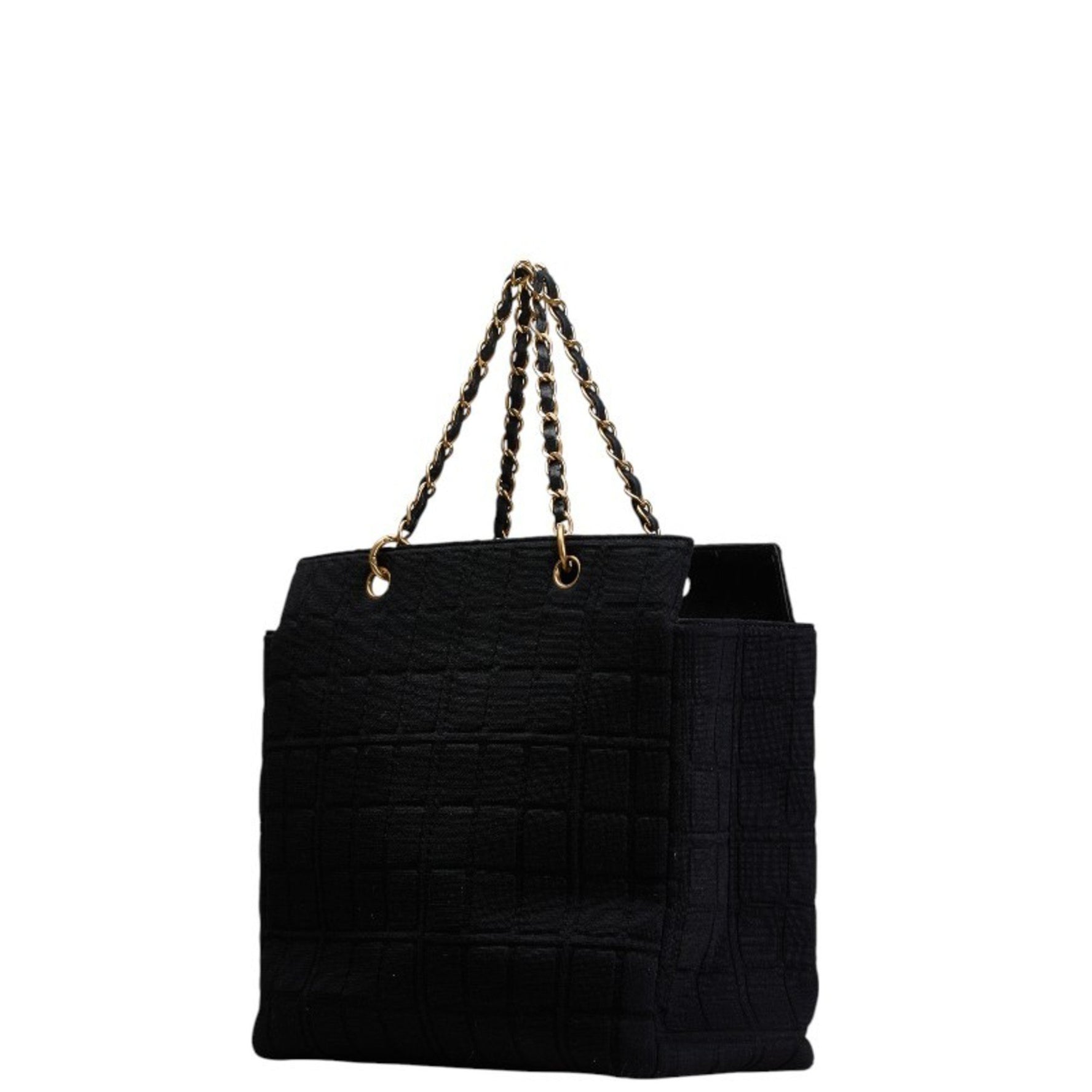 CHANEL Coco Mark Chocolate Bar Chain Tote Bag in Canvas and Leather