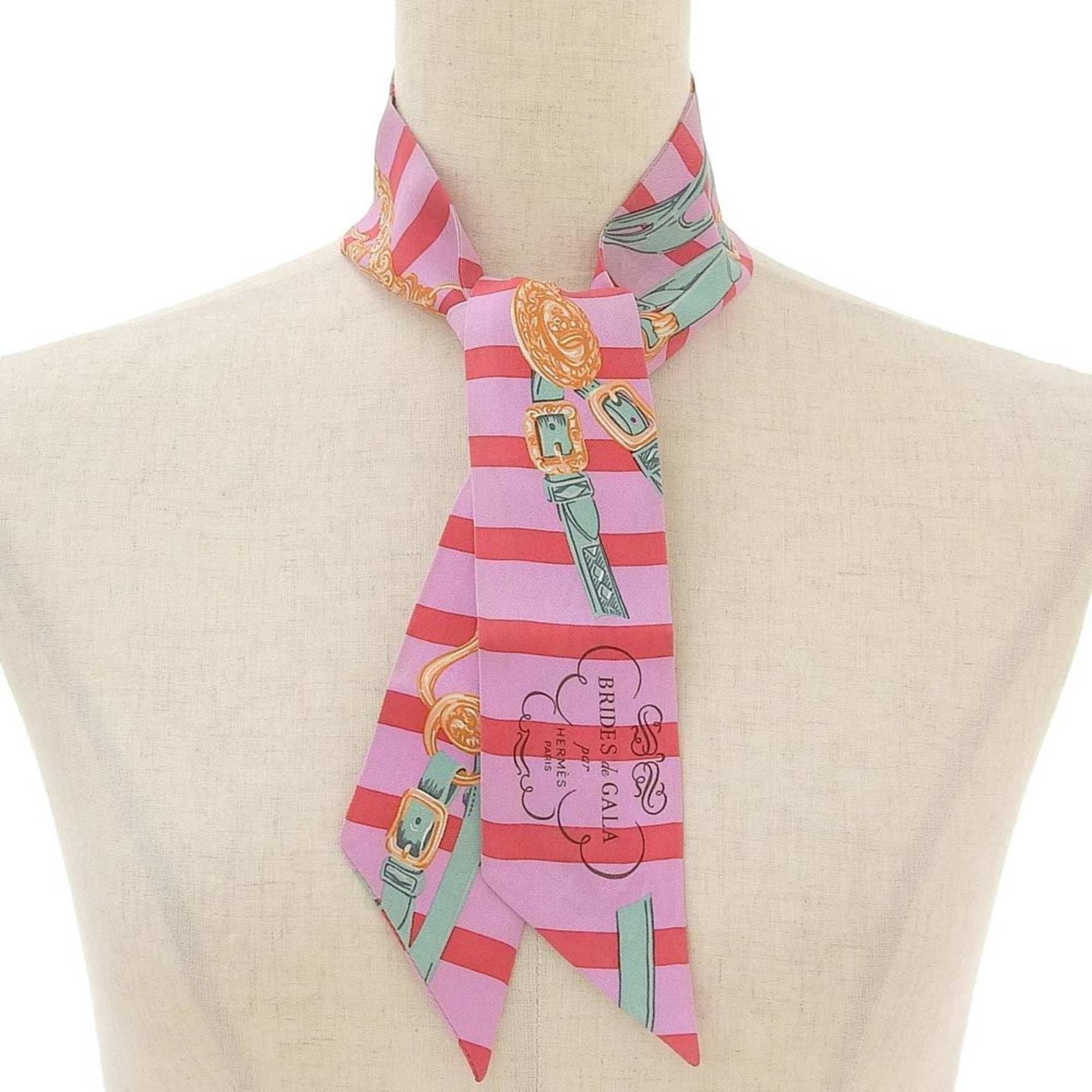 Hermes Twilly BRIDES de GALA Ceremonial Bridle Scarf Muffler Silk Ribbon