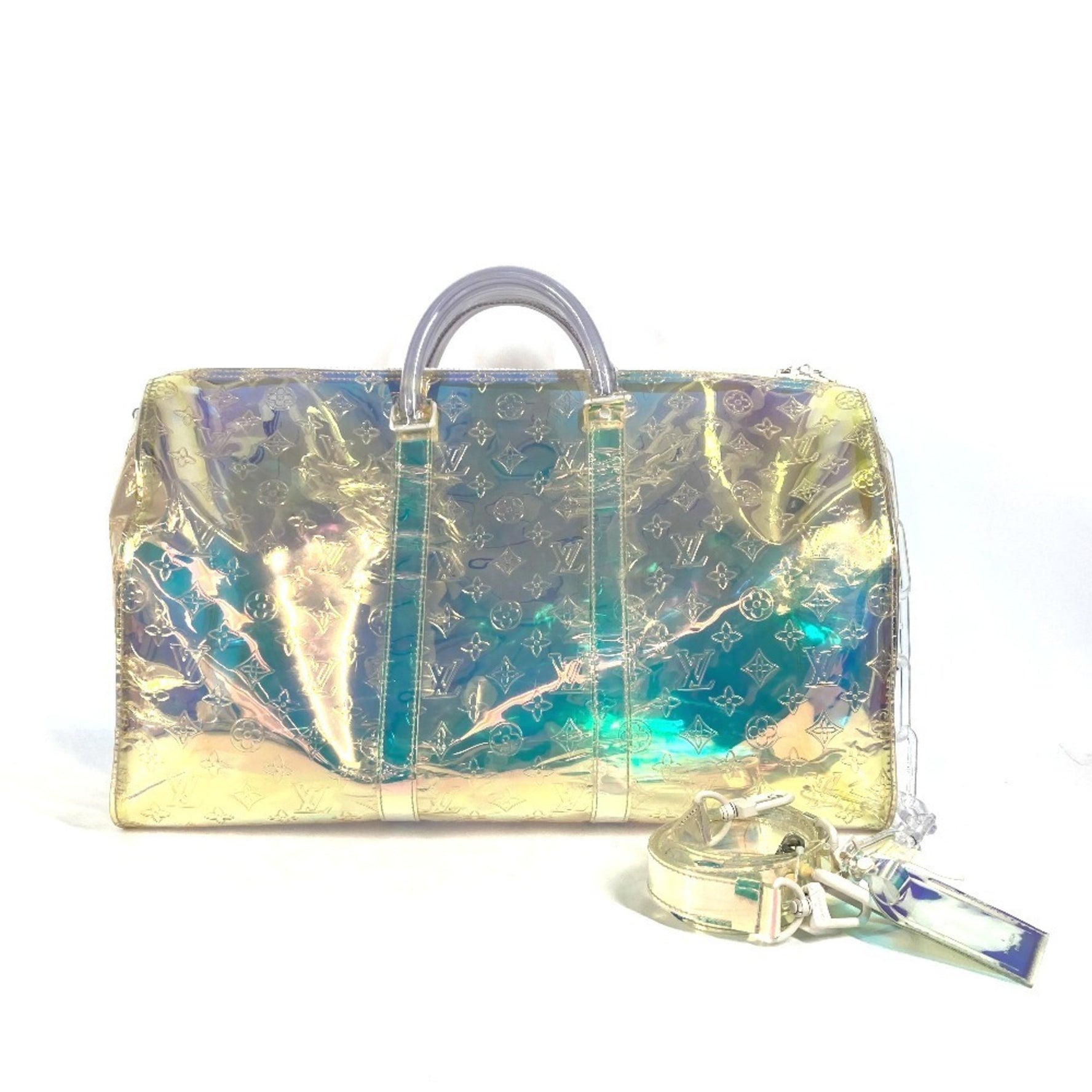 Louis Vuitton Monogram Prism Keepall Bandouliere 50 Bag Travel Shoulder Boston Men Women Aurora