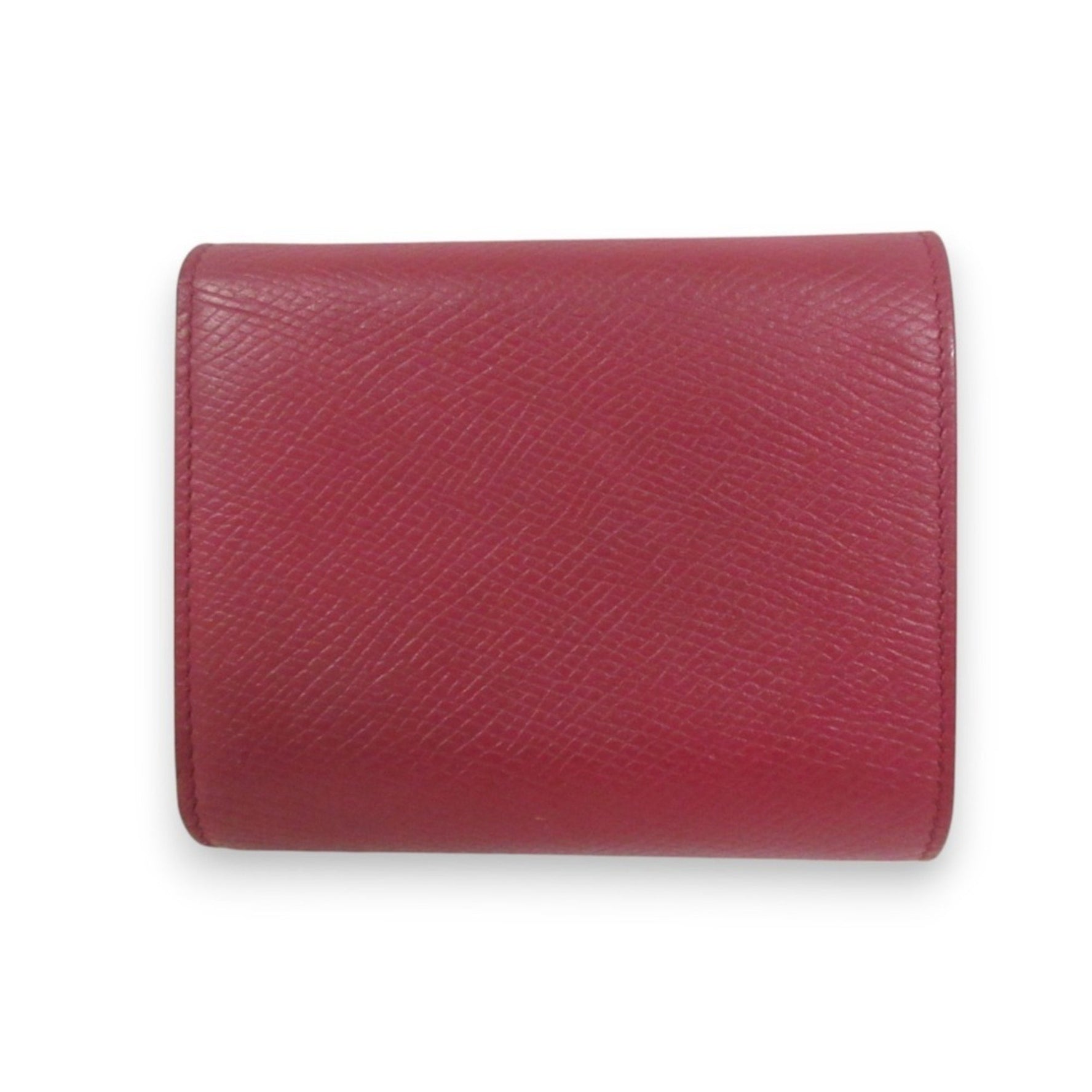 CELINE Small Trifold Wallet Leather Tri-fold Compact Red