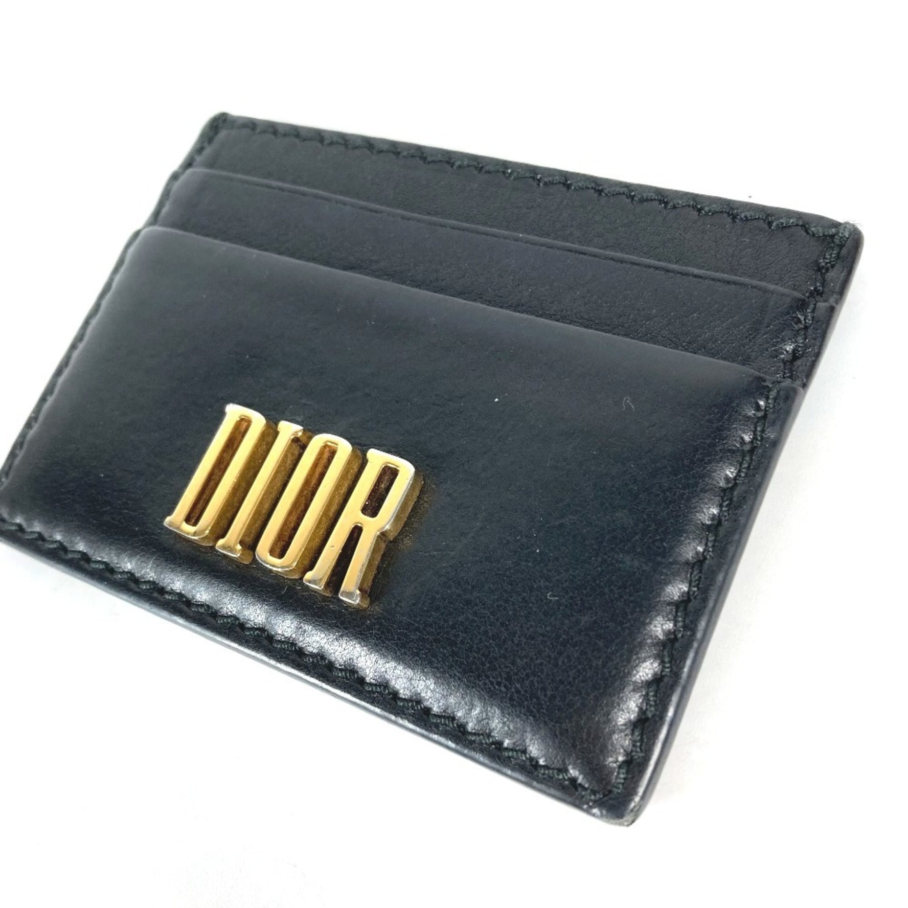 Christian Dior Dior Pass Case, Logo, Business Card Holder, Leather, Unisex