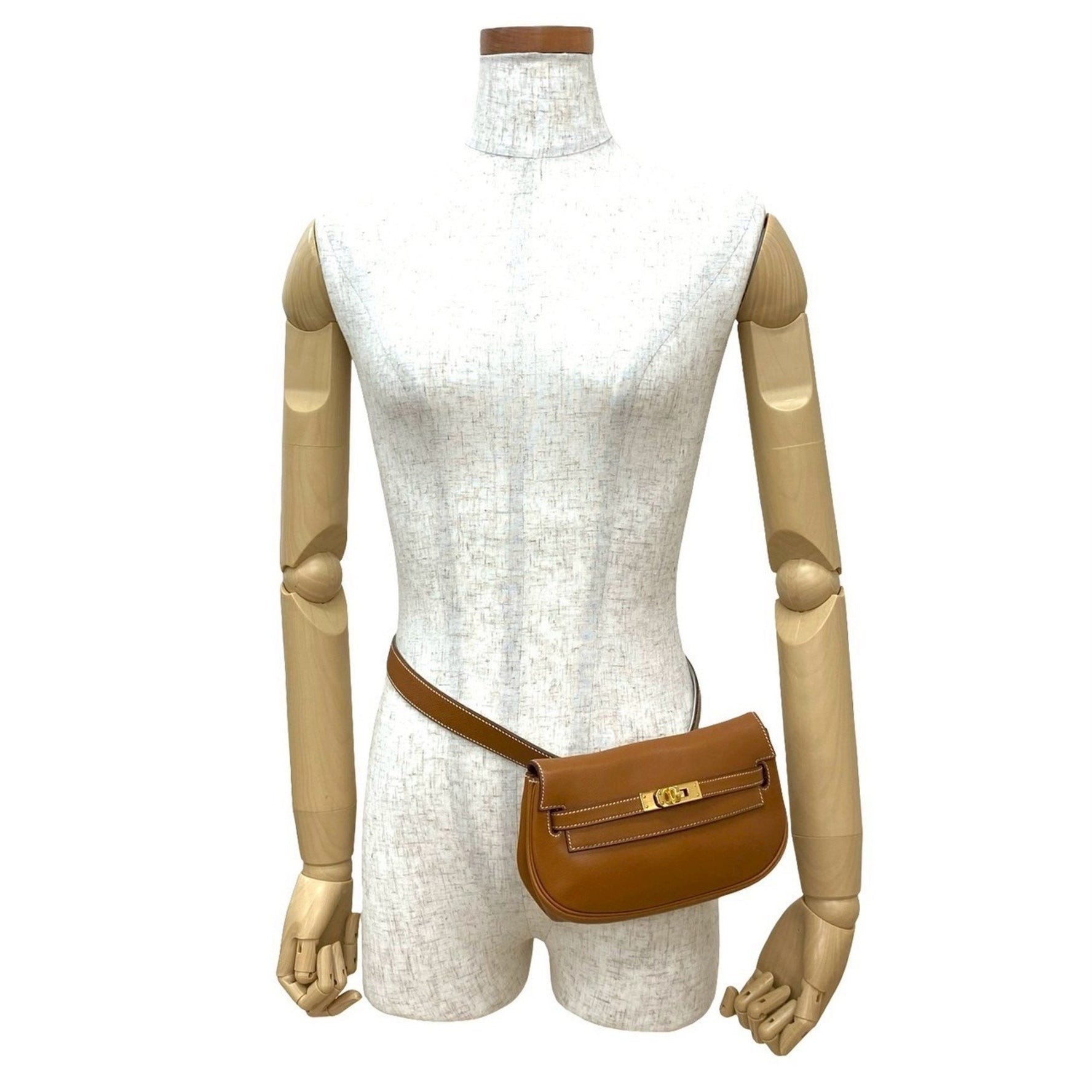 HERMES Kelly Move Veau Gulliver Leather Genuine Body Bag/Waist Pouch