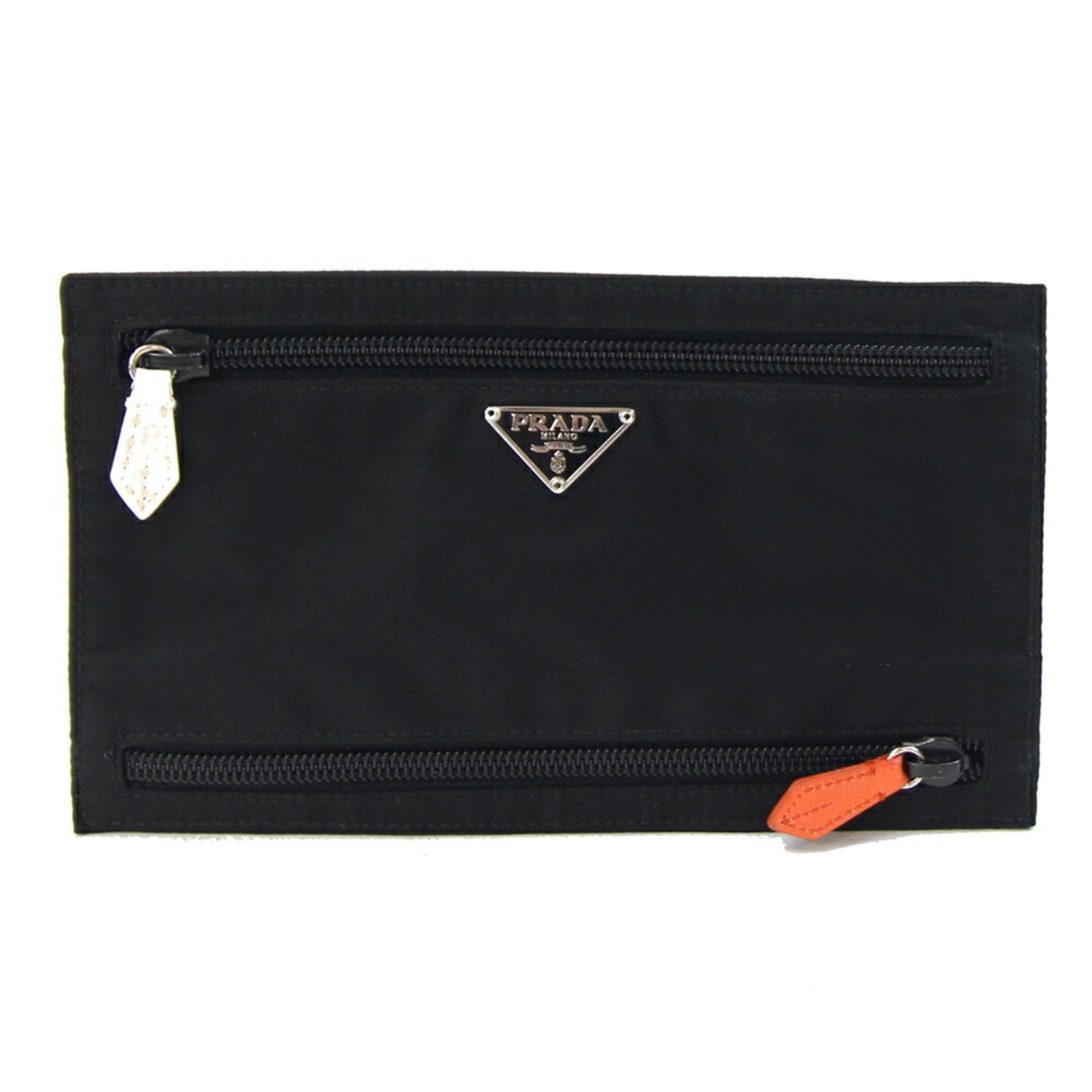 Prada Pouch 1N0958 Black Multicolor Nylon and Leather Travel for Men Women
