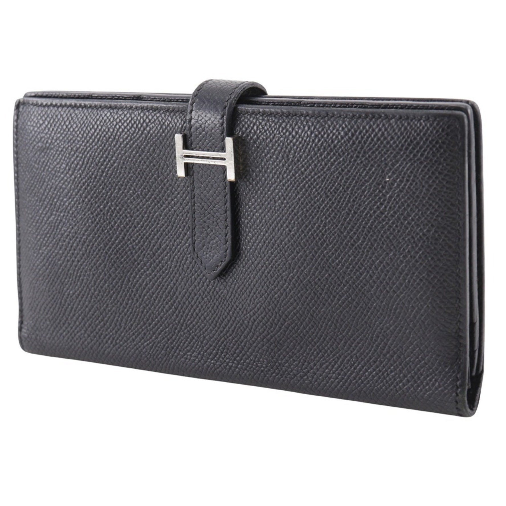 Hermes Bearn Long Wallet Cushvel 2011 / □O Belt Clasp Bean Unisex