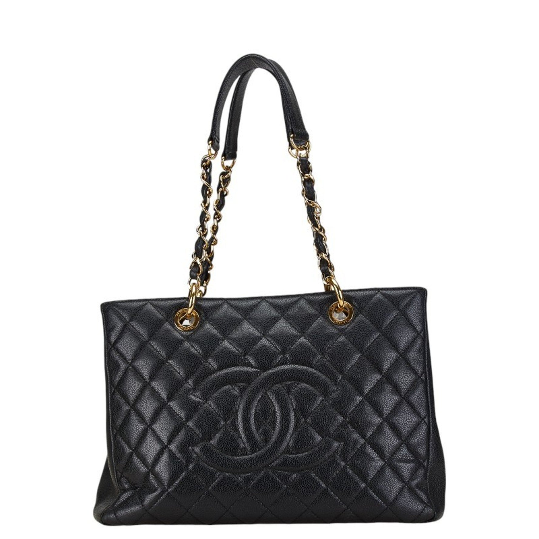 Chanel Matelasse Coco Mark Tote Bag Shoulder Caviar Skin