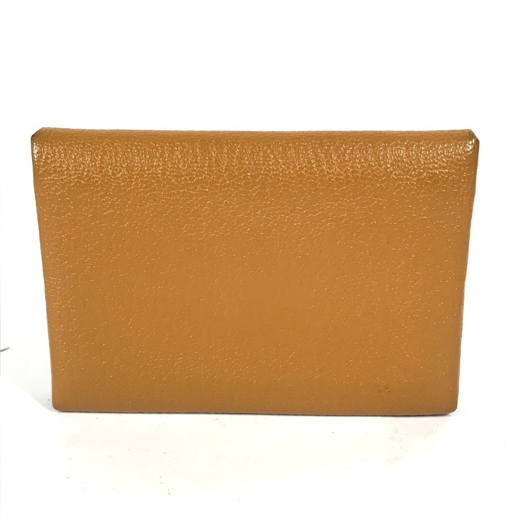 HERMES Bi-fold Bicolor Calvi Duo Verso Business card holder/Card case Coin purse Wallet holder Wallet/Coin Chevre Men's Caramel Rose Sakura Beige