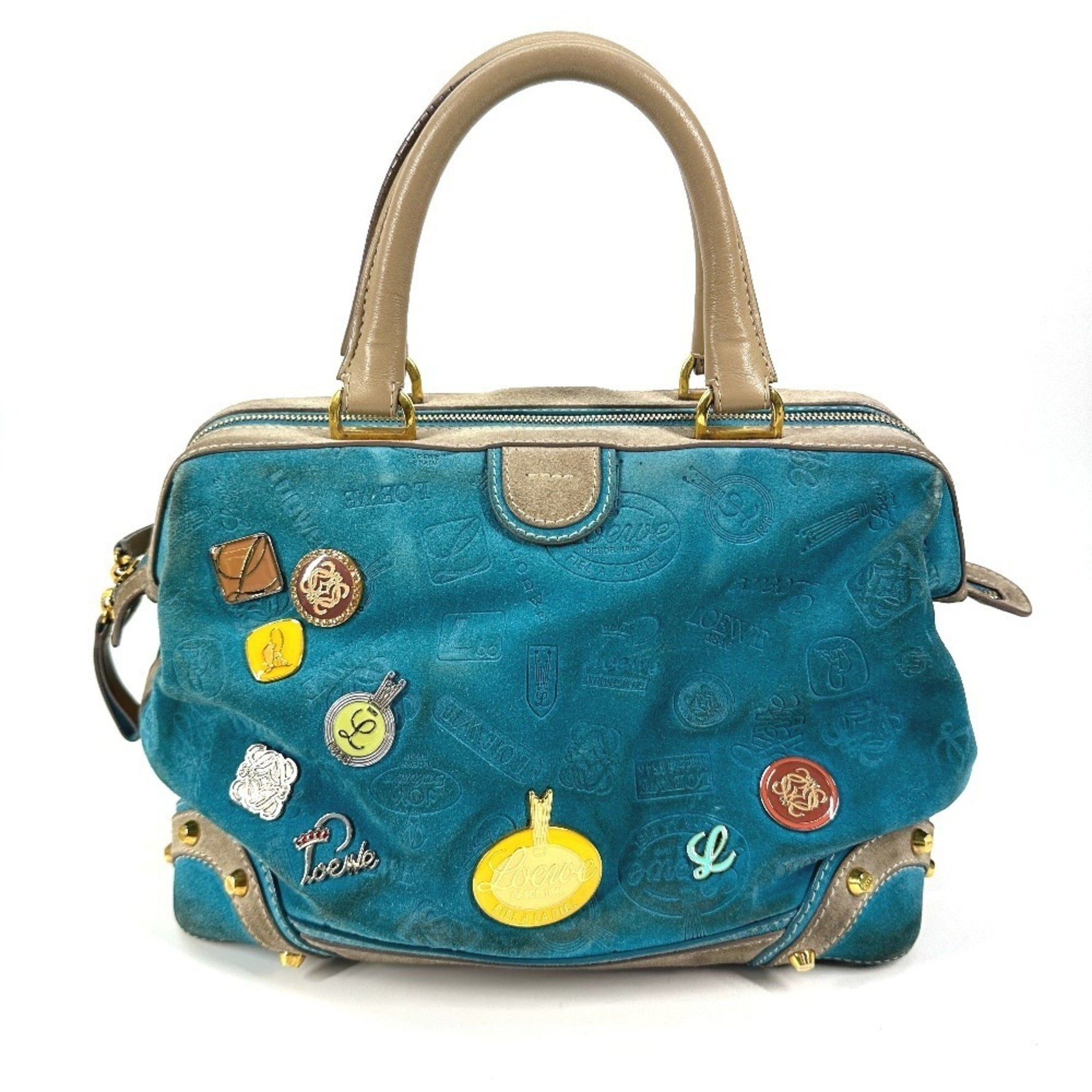 LOEWE Anniversary Bag Handbag Tote Mini Boston Leather Suede
