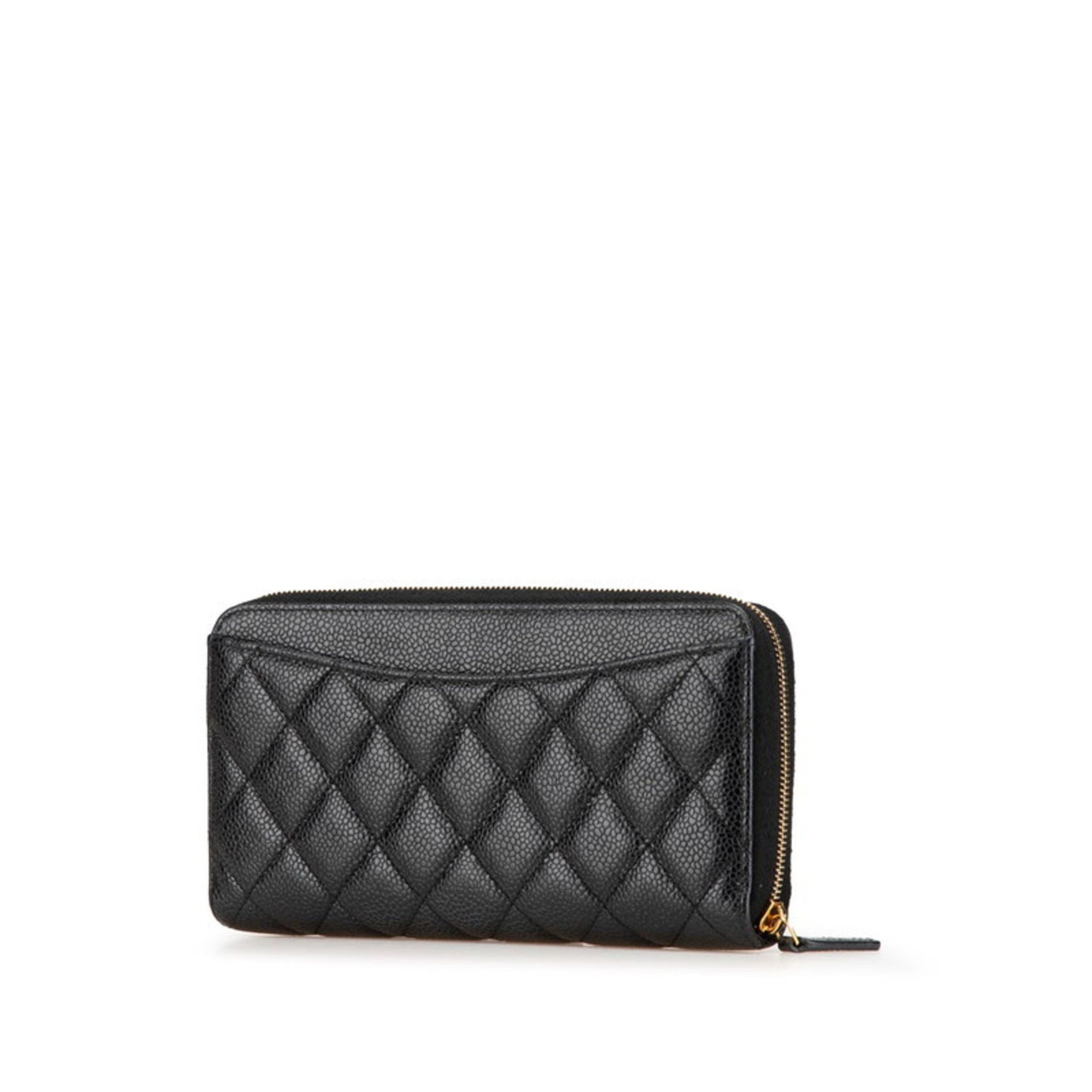 CHANEL Matelasse Coco Mark Round Zipper Long Wallet Caviar Skin
